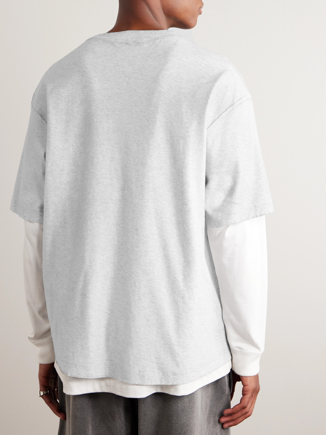 Acne Studios Exford Distressed Logo-print Organic Cotton-jersey T-shirt In Gray