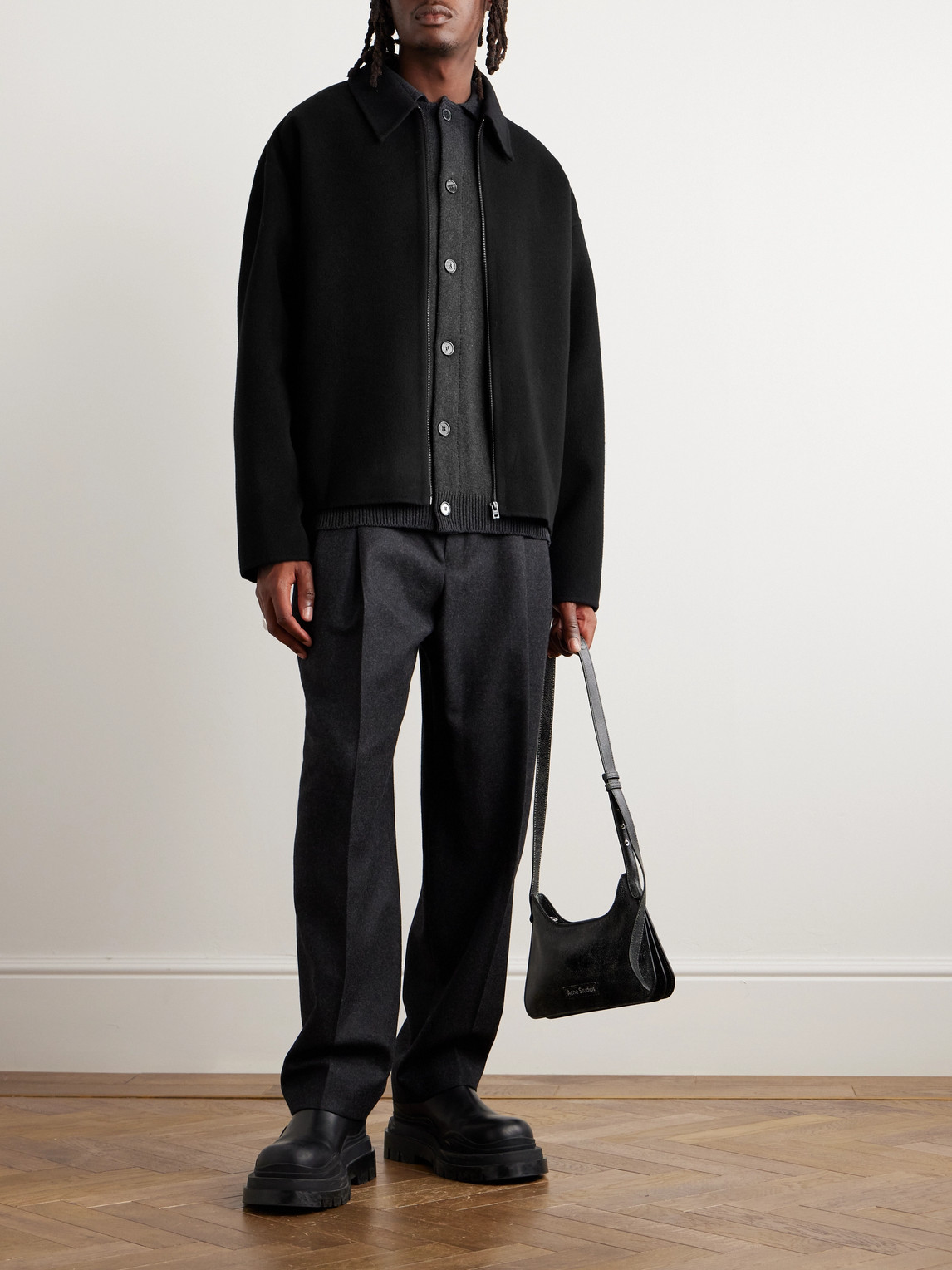 Shop Acne Studios Doverio Wool-flannel Jacket In Black