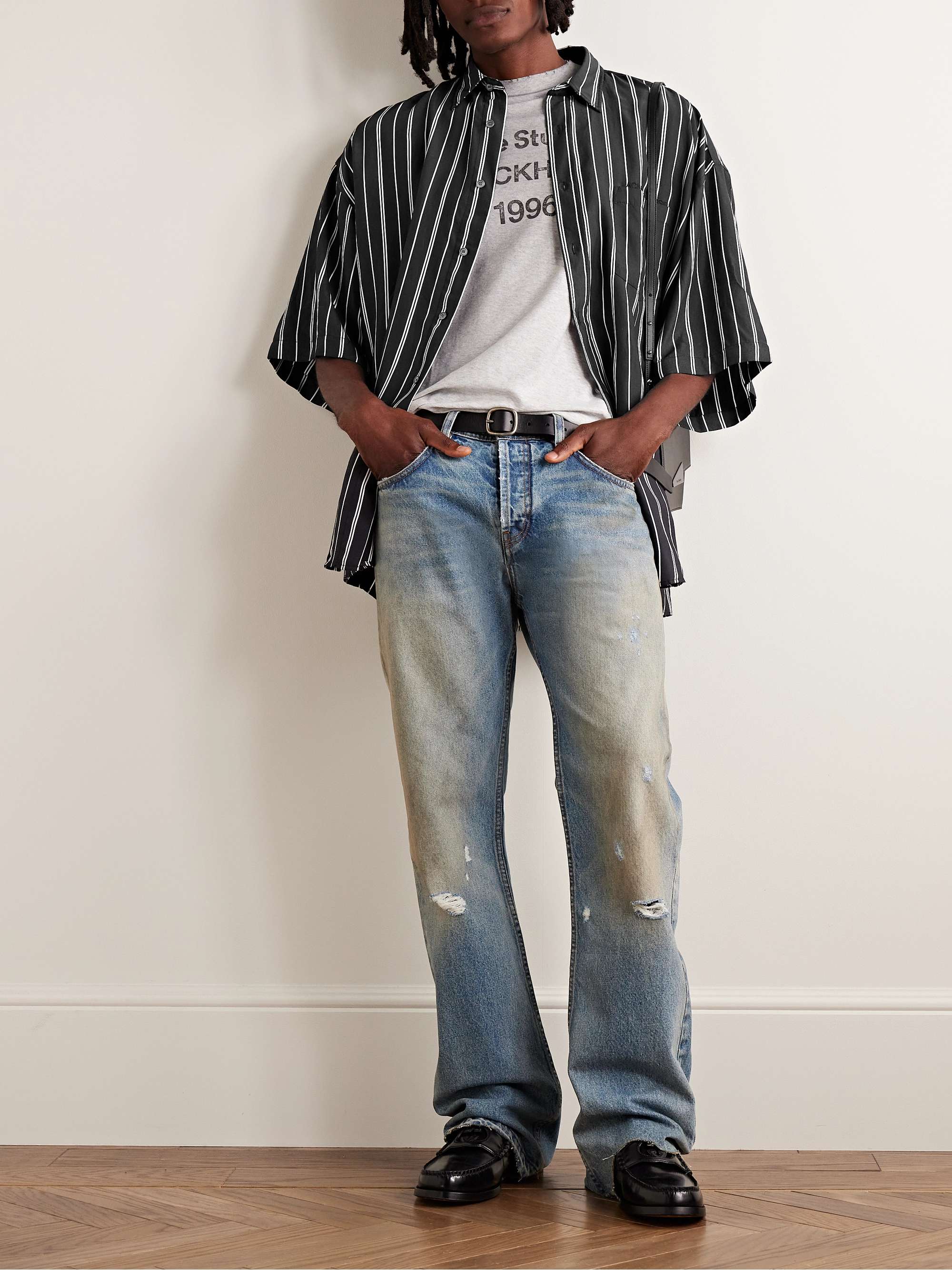 ACNE STUDIOS Setiter Oversized Logo-Embroidered Striped Twill Shirt for ...
