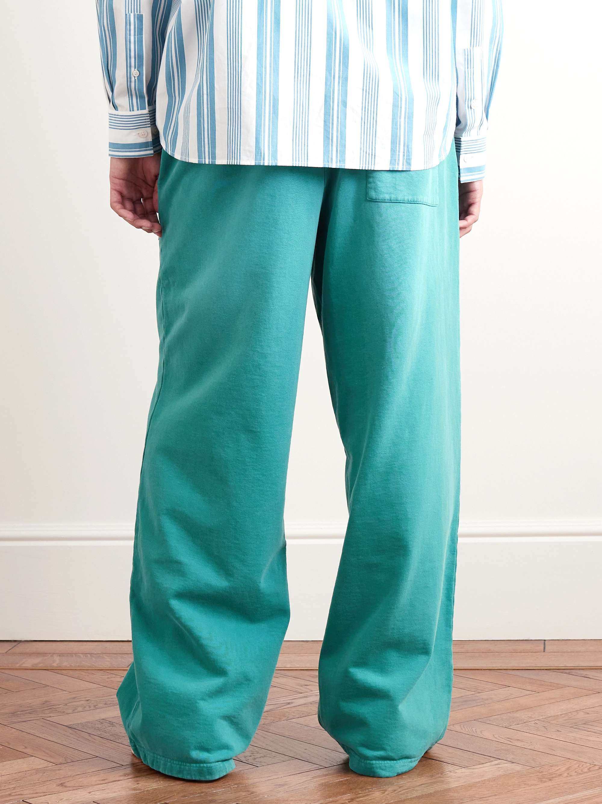 ACNE STUDIOS Fega Wide-Leg Logo-Appliquéd Cotton-Jersey Sweatpants