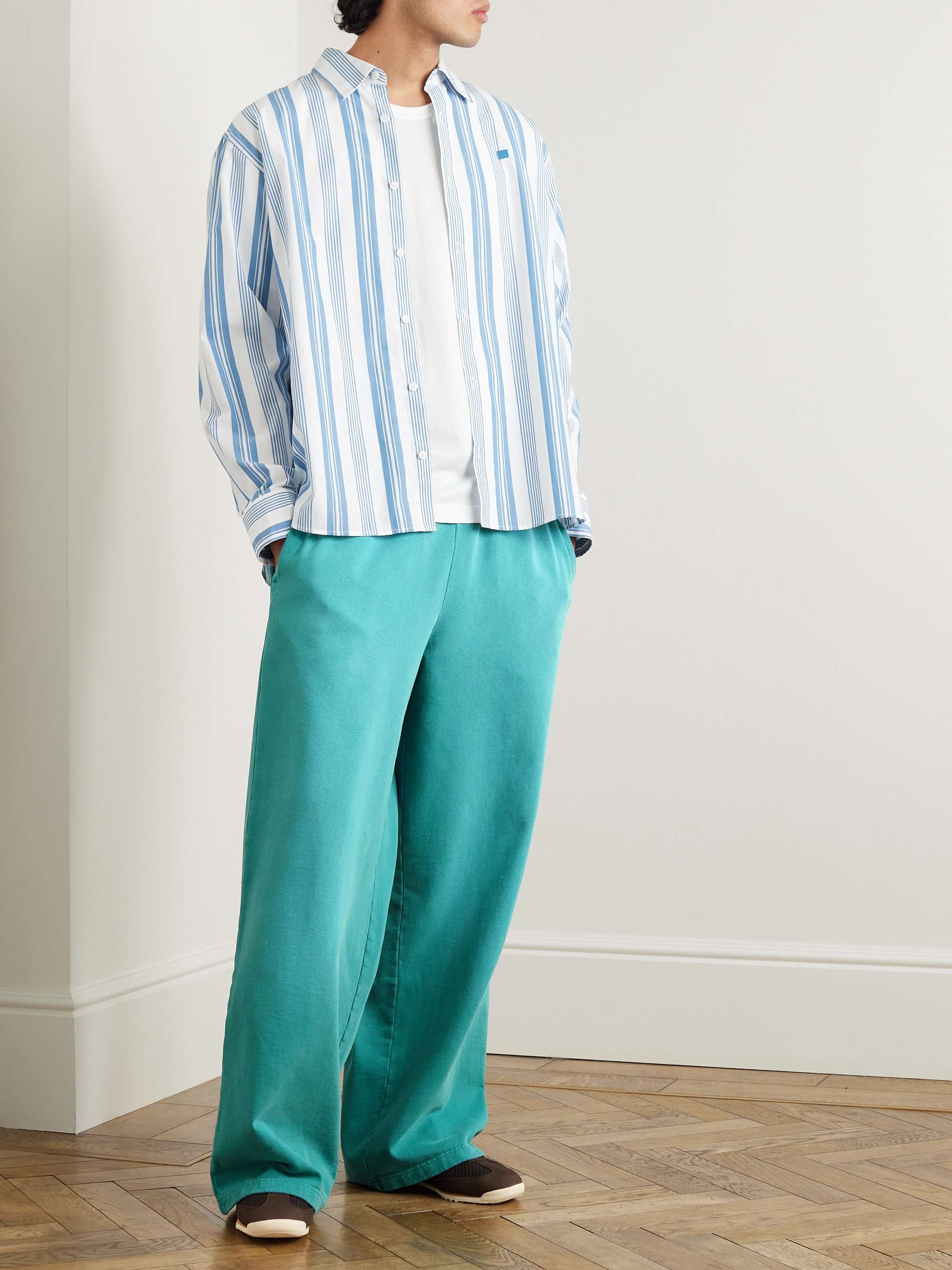 ACNE STUDIOS Fega Wide-Leg Logo-Appliquéd Cotton-Jersey Sweatpants