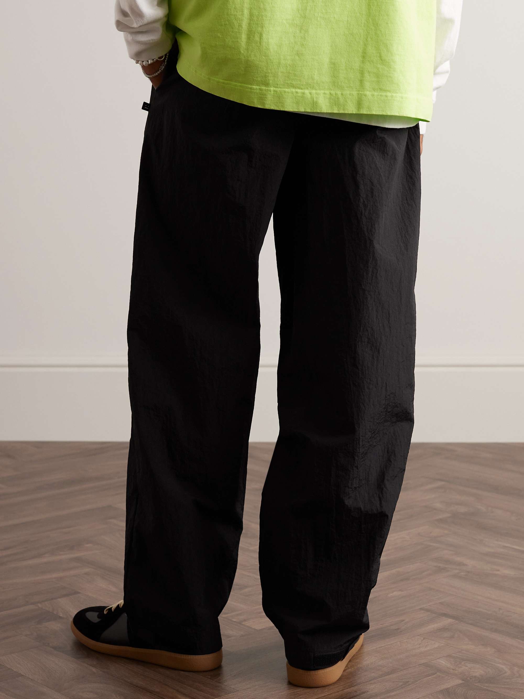 ACNE STUDIOS Wide-Leg Logo-Appliquéd Crinkled-Shell Trousers for Men ...