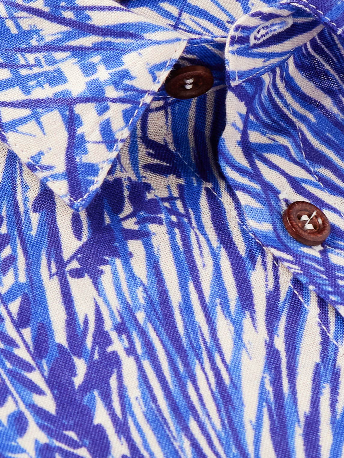 Shop Loro Piana Printed Linen Shirt In Blue