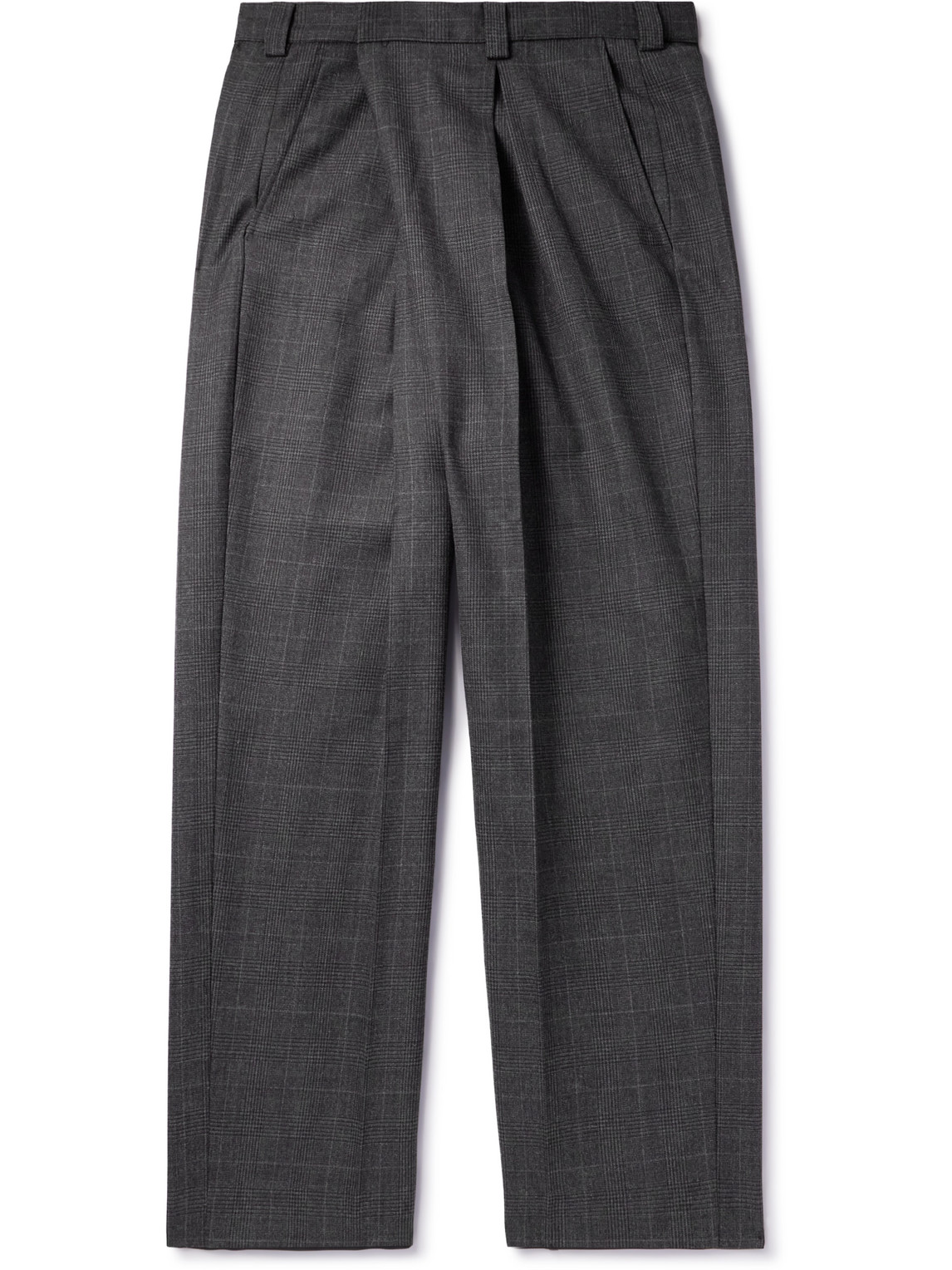 Wide-Leg Prince of Wales Woven Trousers