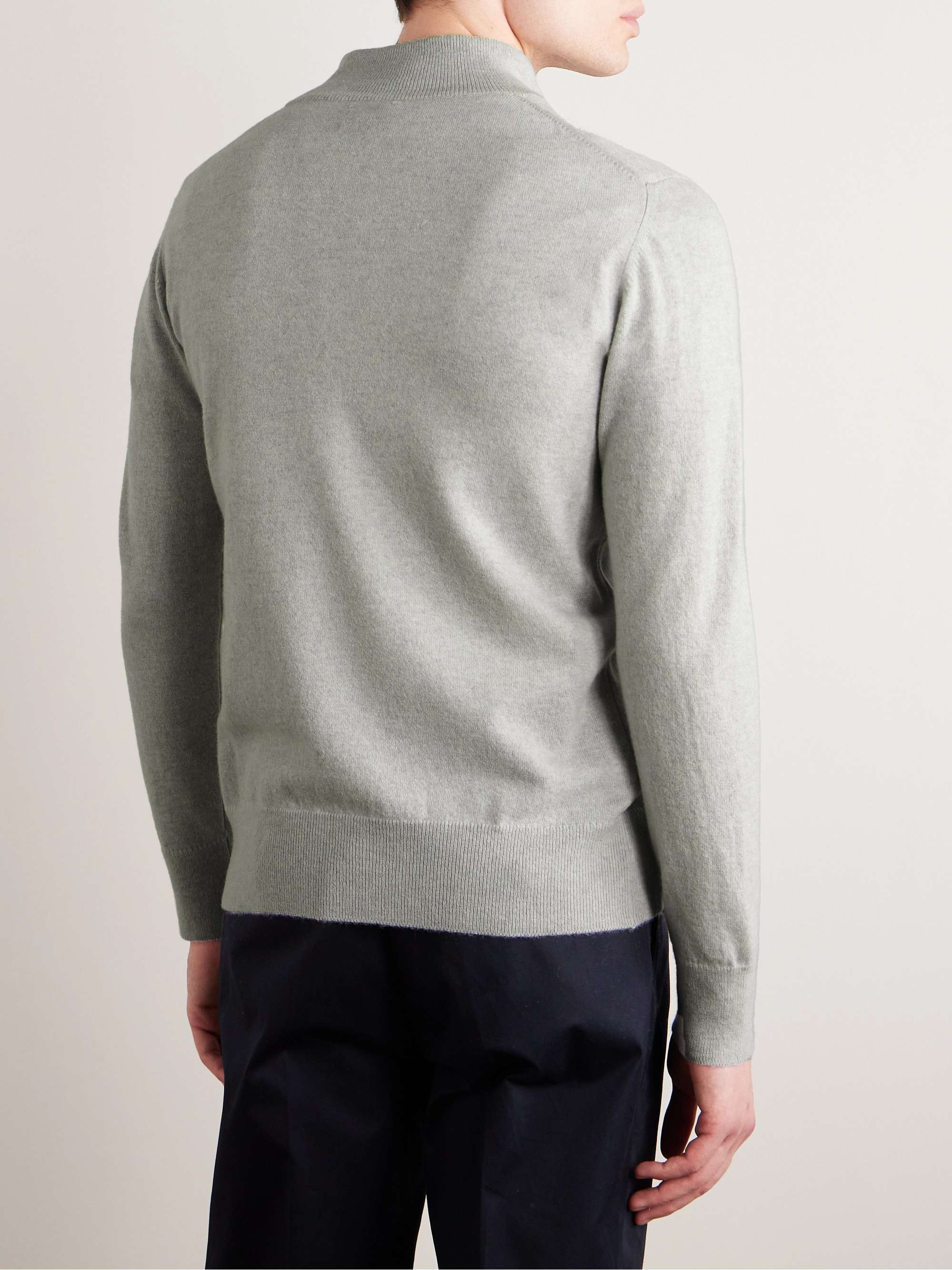 KINGSMAN Wade Merino Wool and Cashmere-Blend Half-Zip Sweater