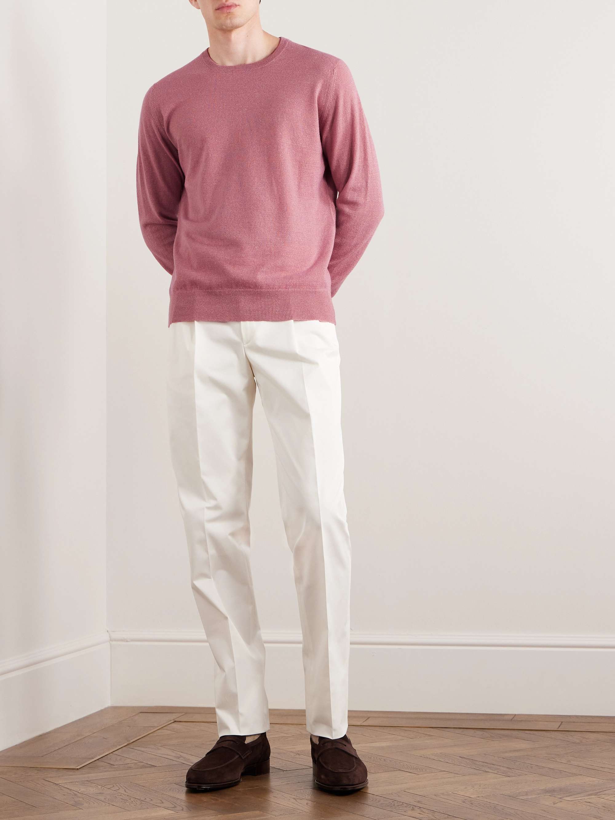 KINGSMAN Cashmere and Linen-Blend Sweater