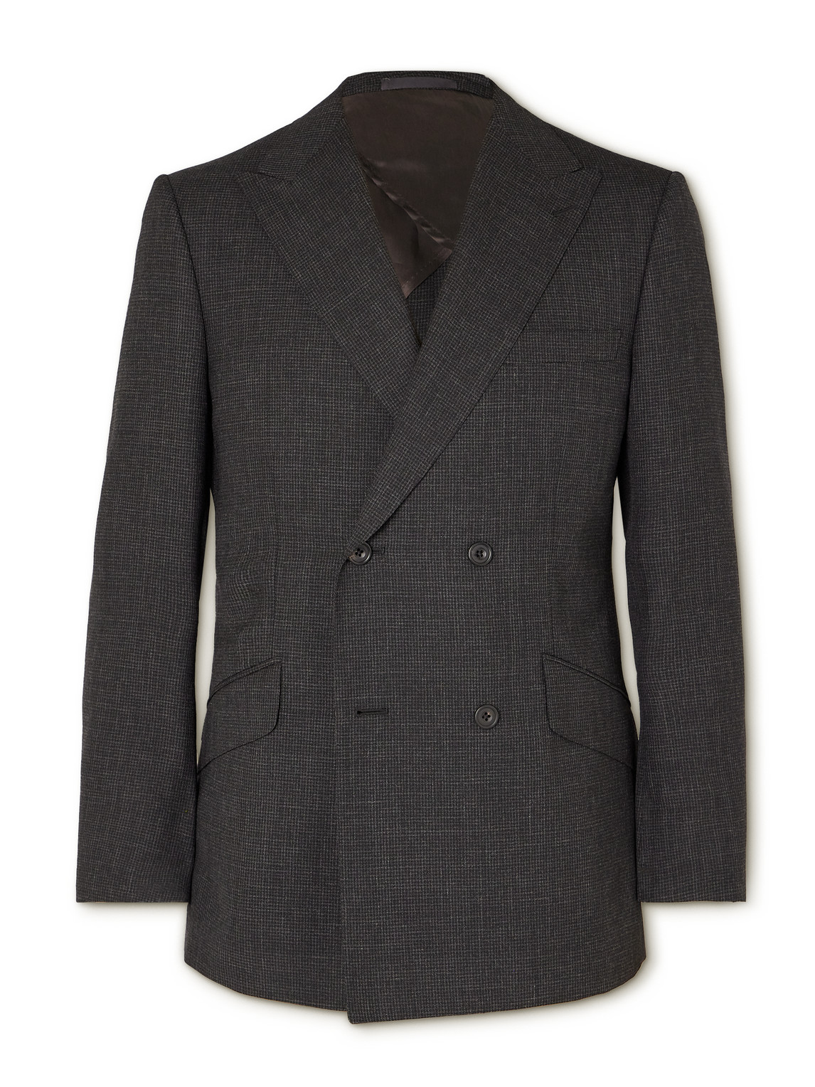 Double-Breasted Checked Wool Suit Jacket