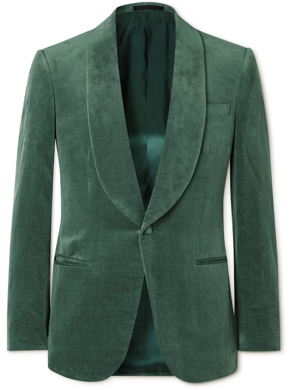 Shawl-Collar Cotton and Linen-Blend Velvet Tuxedo Jacket