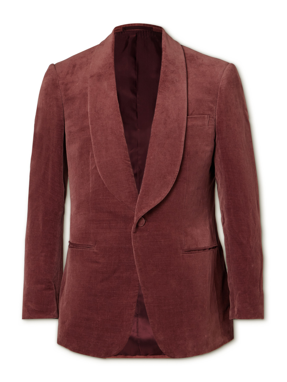 Slim-Fit Shawl-Collar Cotton and Linen-Blend Velvet Tuxedo Jacket
