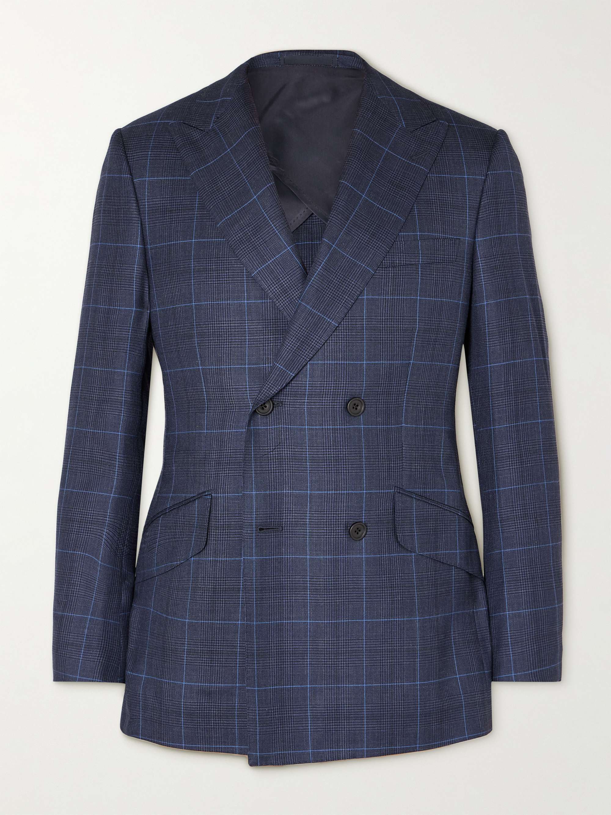 Checked wool-blend blazer