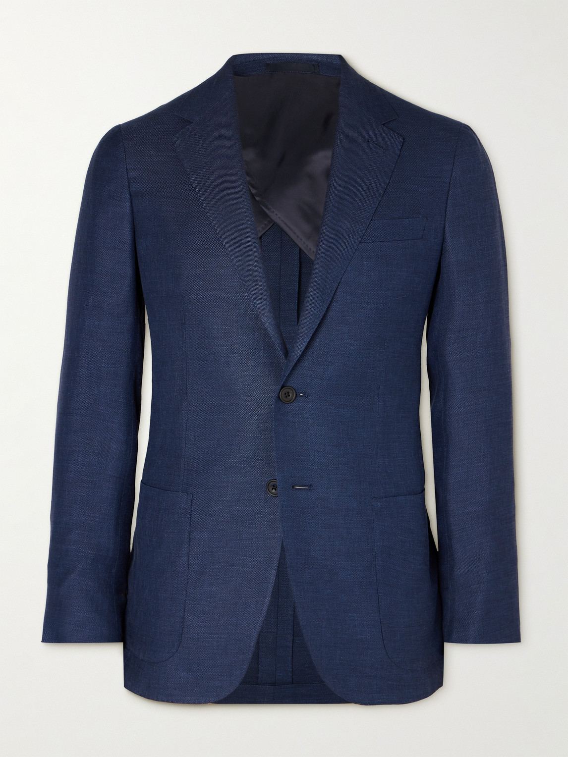 KINGSMAN WOOL, LINEN AND SILK-BLEND HOPSACK BLAZER