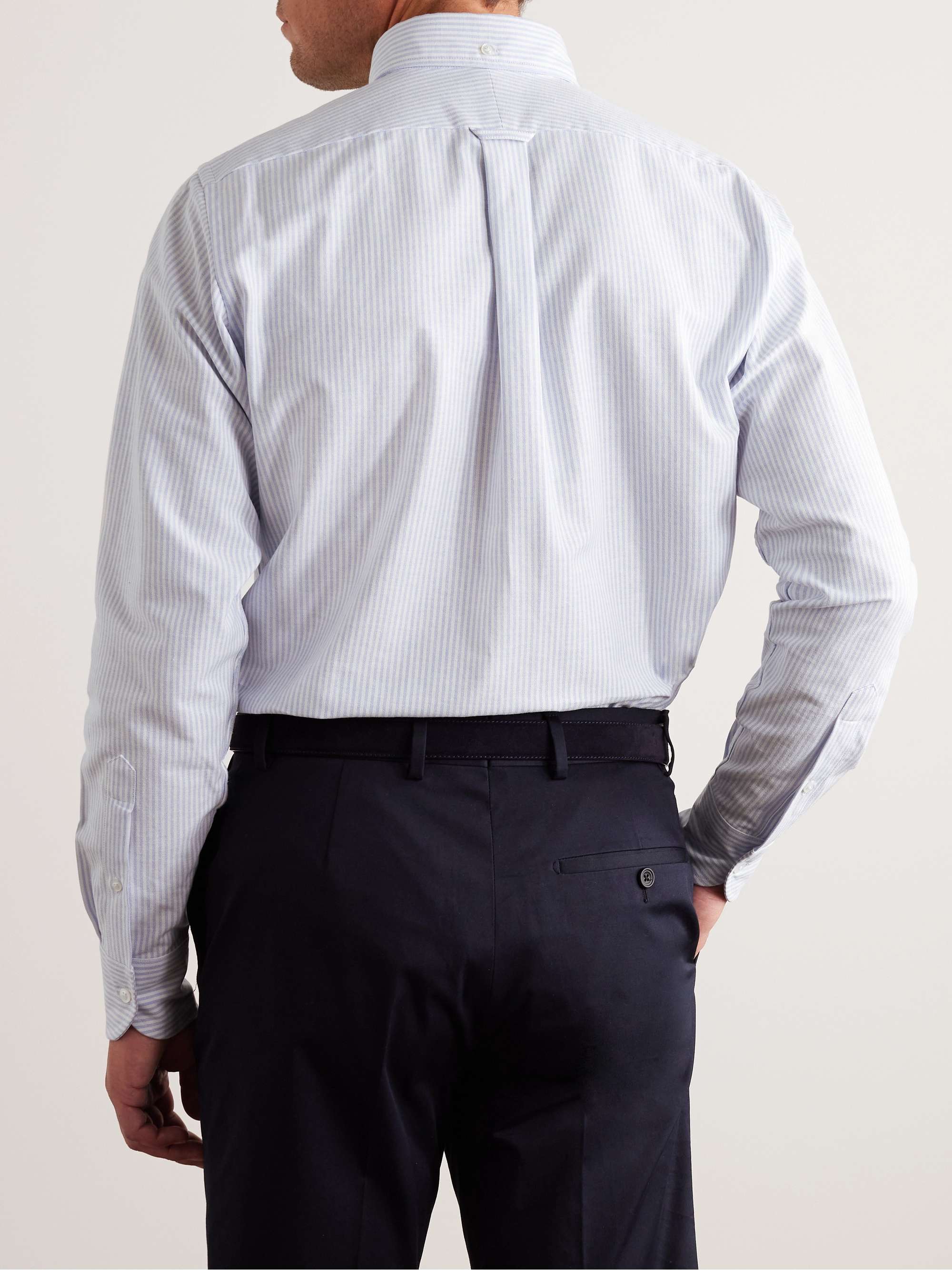 KINGSMAN Button-Down Collar Striped Cotton Shirt