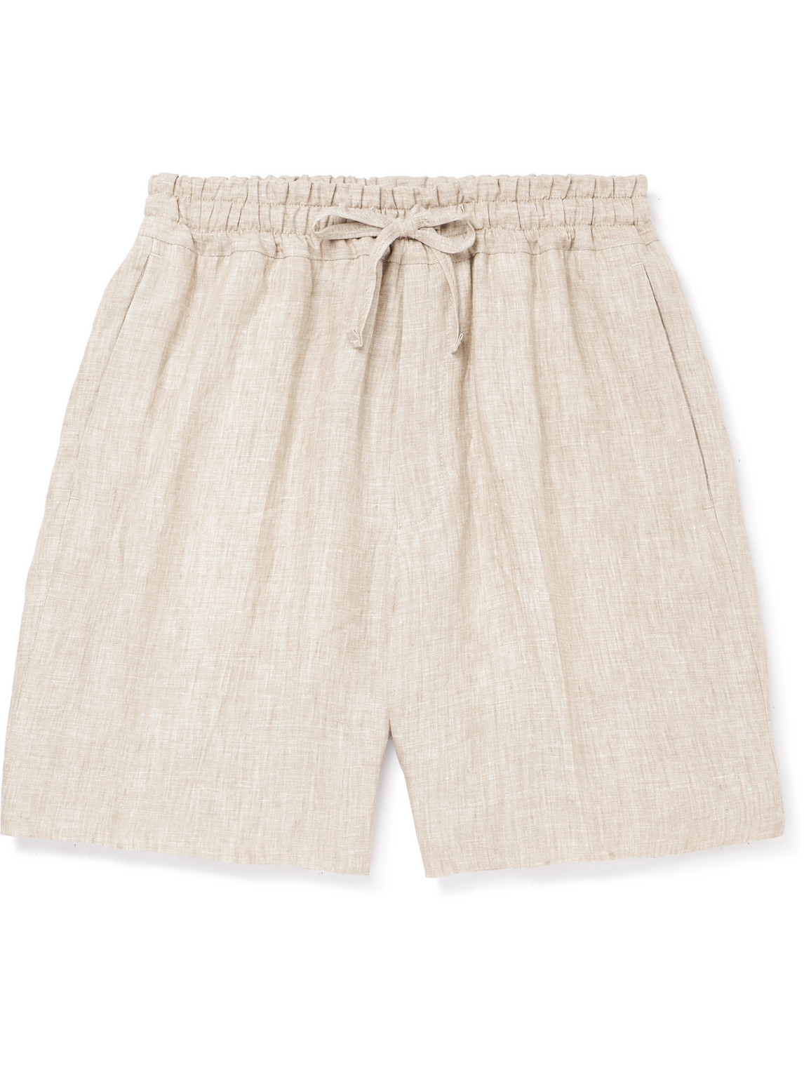 Straight-Leg Linen Drawstring Shorts