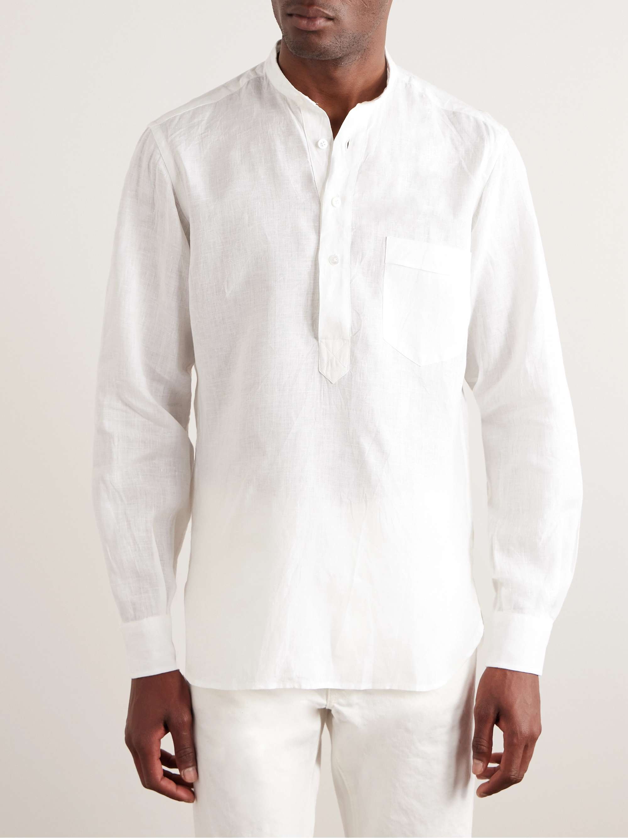 KINGSMAN Grandad-Collar Linen Shirt