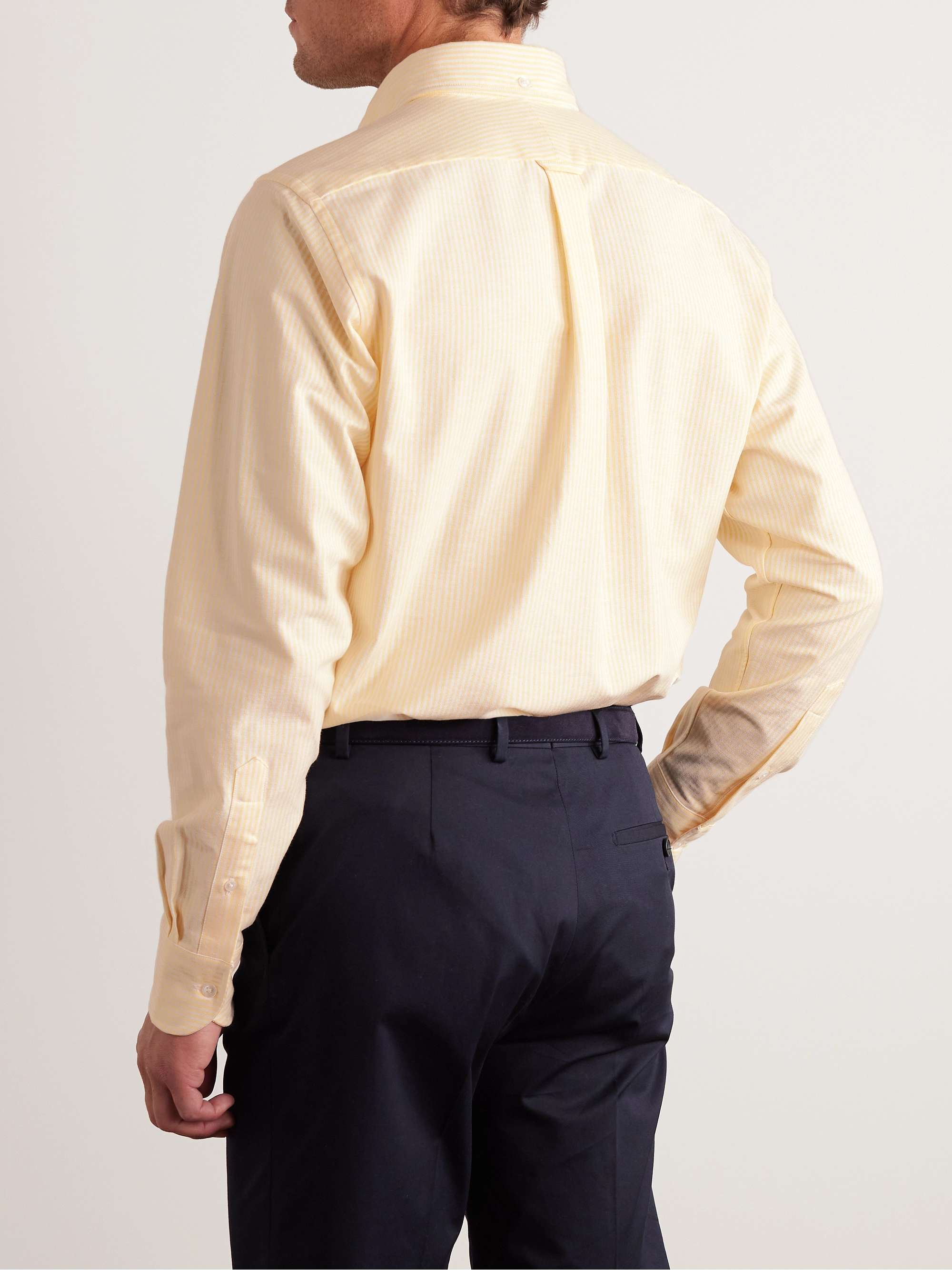KINGSMAN Button-Down Collar Striped Cotton Shirt