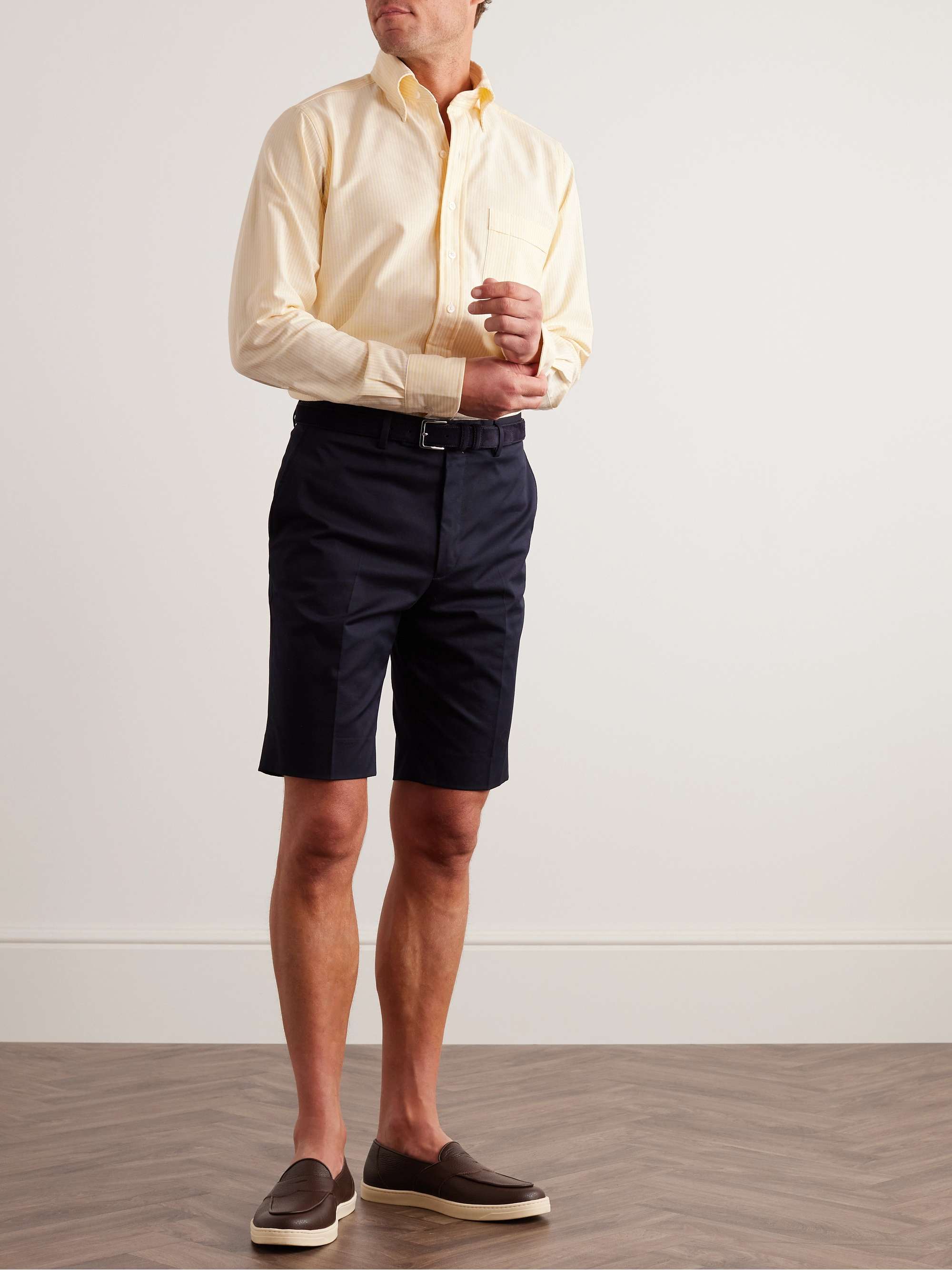 KINGSMAN Button-Down Collar Striped Cotton Shirt