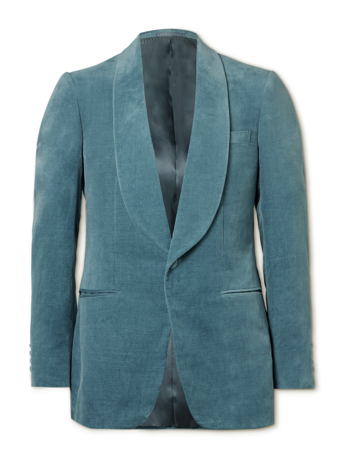 Slim-Fit Shawl-Collar Cotton and Linen-Blend Velvet Tuxedo Jacket