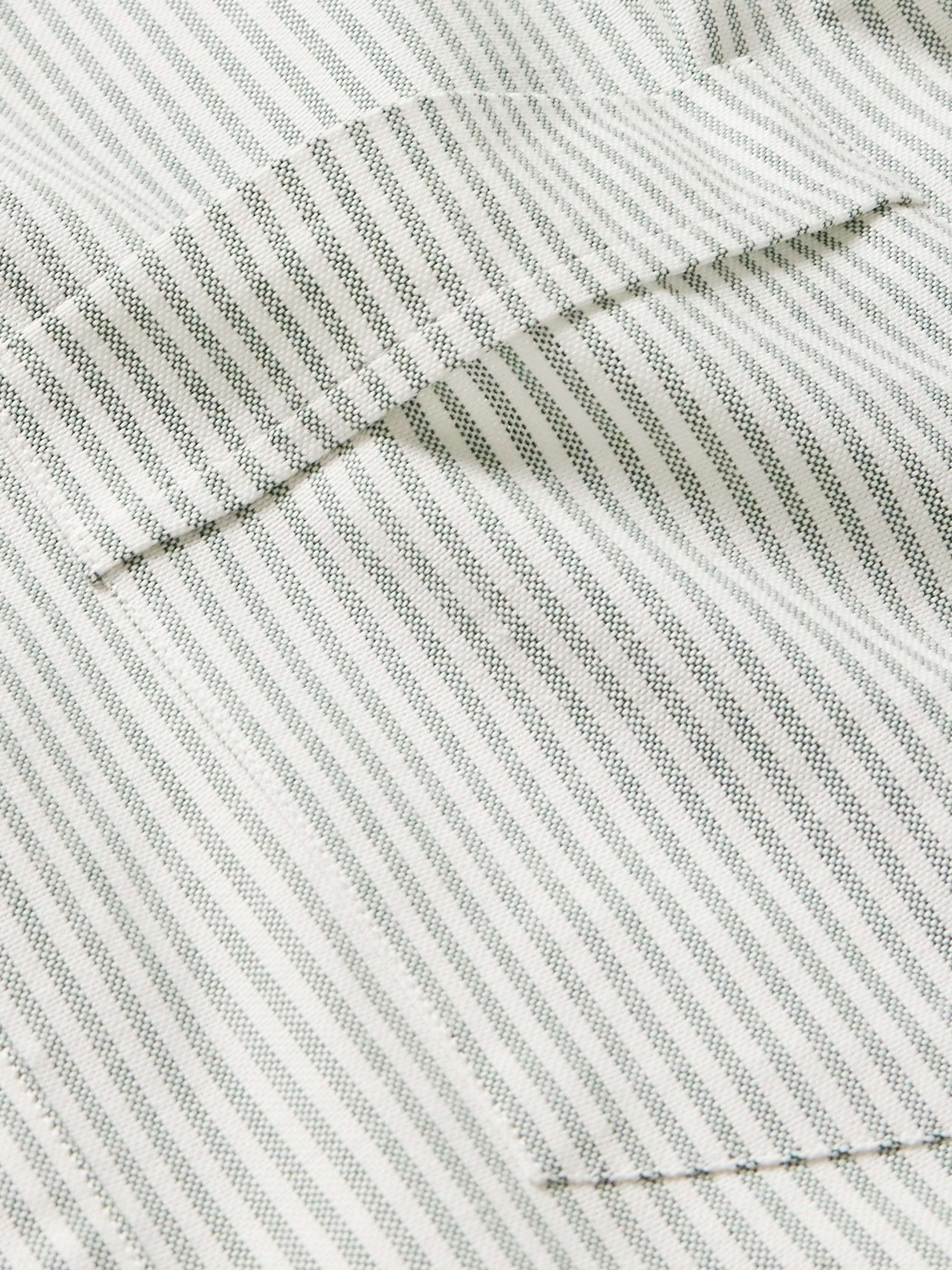KINGSMAN Grandad-Collar Striped Cotton-Poplin Shirt