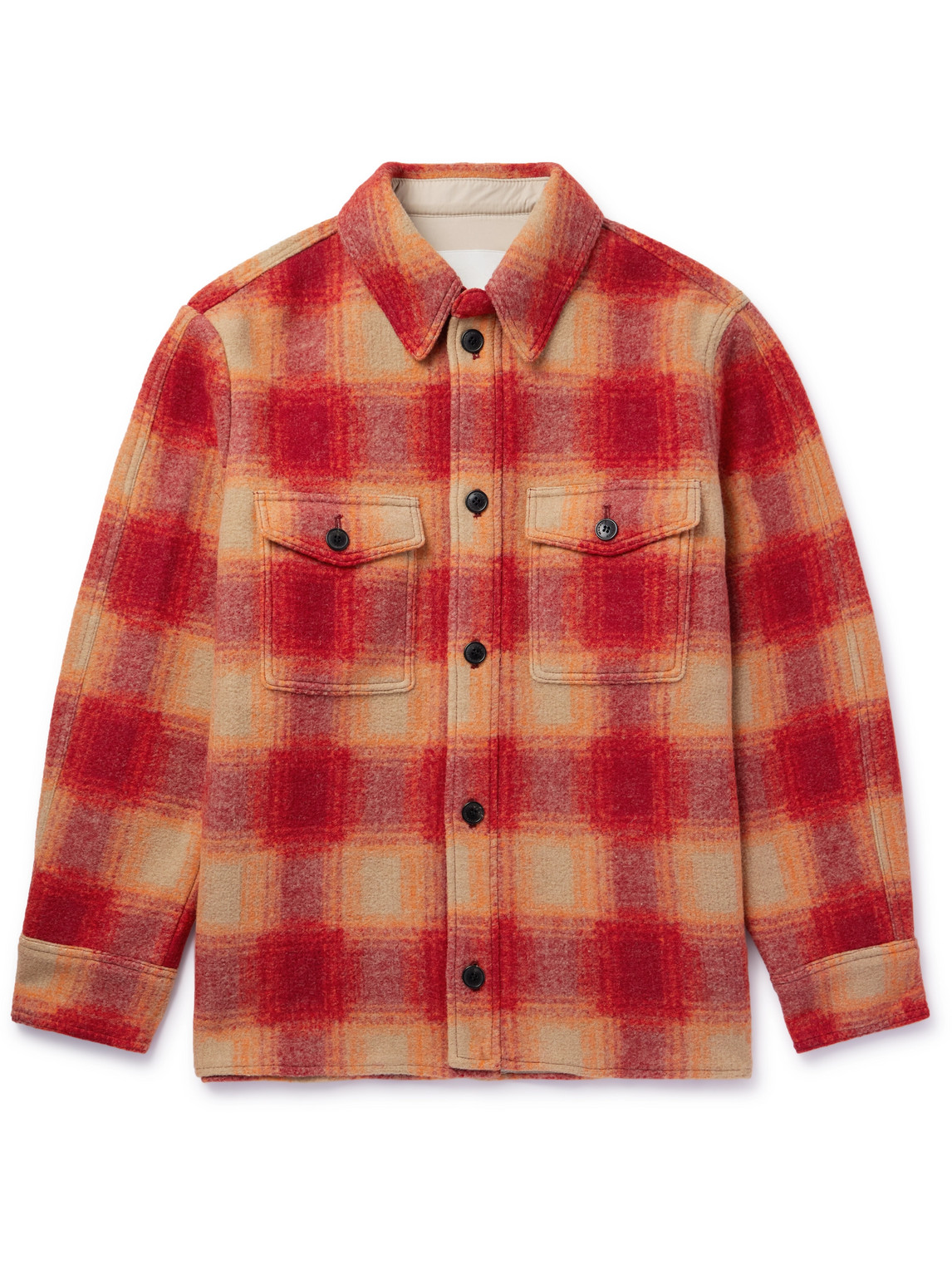 Isabel Marant Kevron Checked Flannel Shirt Jacket In Orange