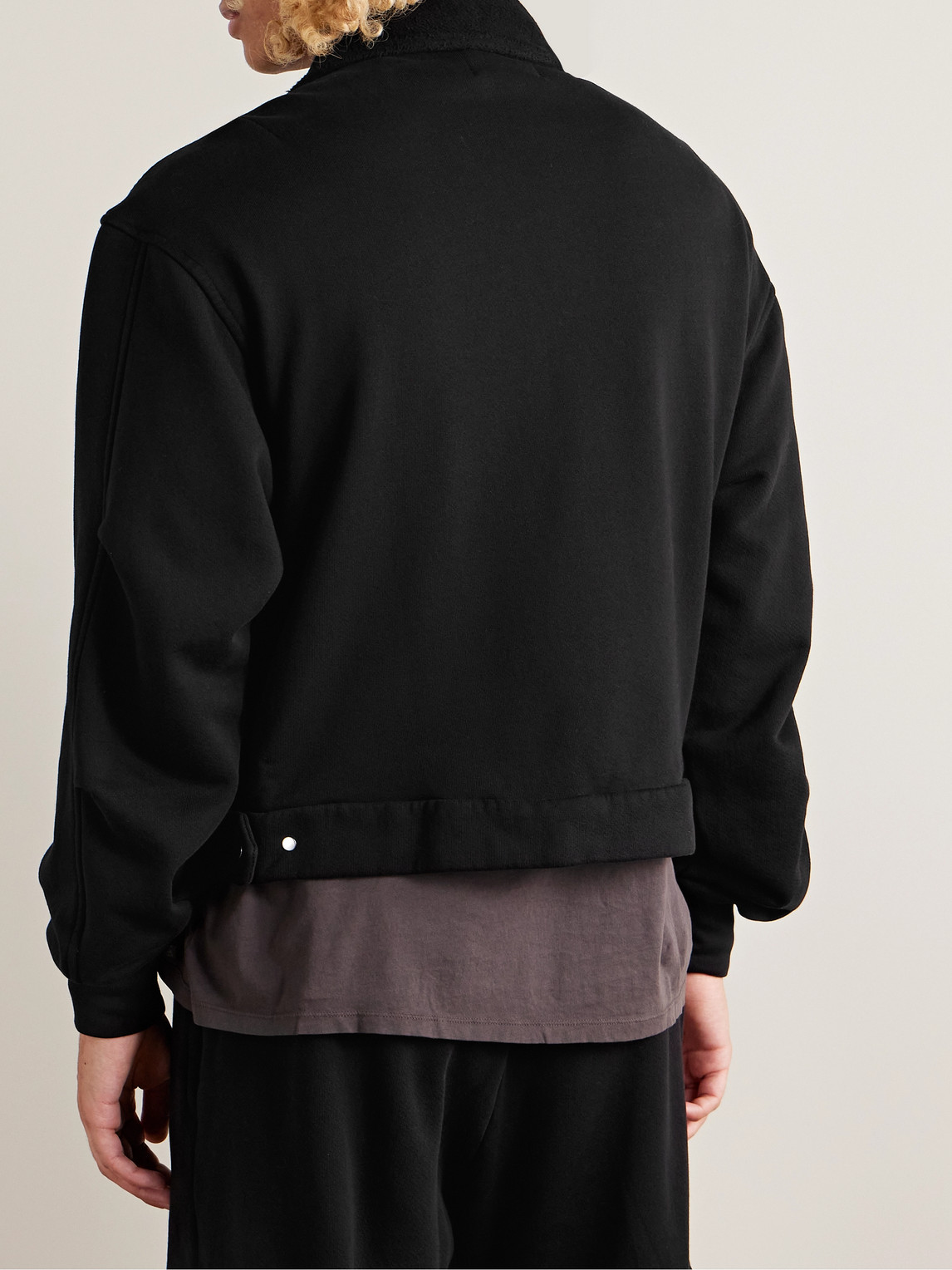 Shop Les Tien Cotton-jersey Bomber Jacket In Black