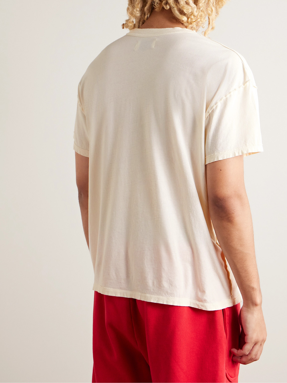 Shop Les Tien Inside Out Garment-dyed Combed Cotton-jersey T-shirt In Neutrals