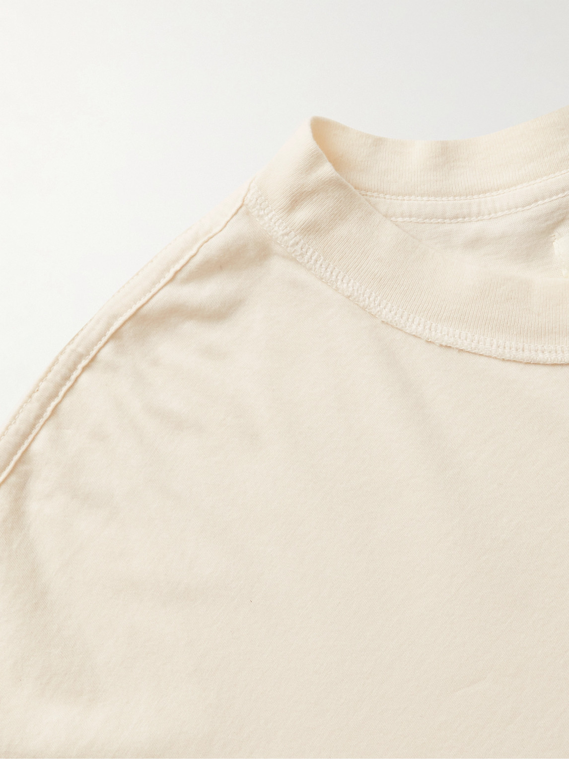 Shop Les Tien Inside Out Garment-dyed Combed Cotton-jersey T-shirt In Neutrals