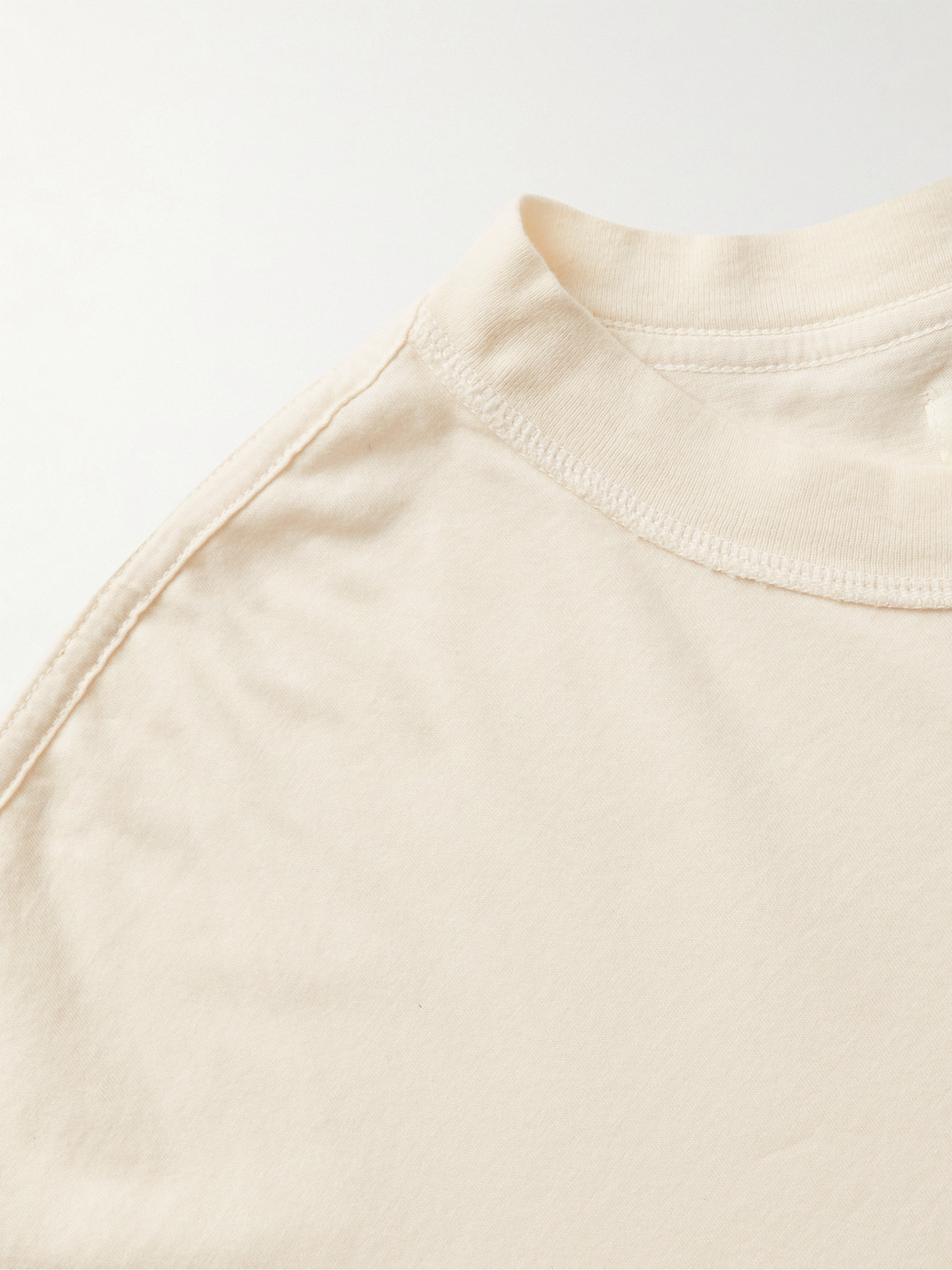 Les Tien Inside Out Garment-dyed Combed Cotton-jersey T-shirt In Neutrals