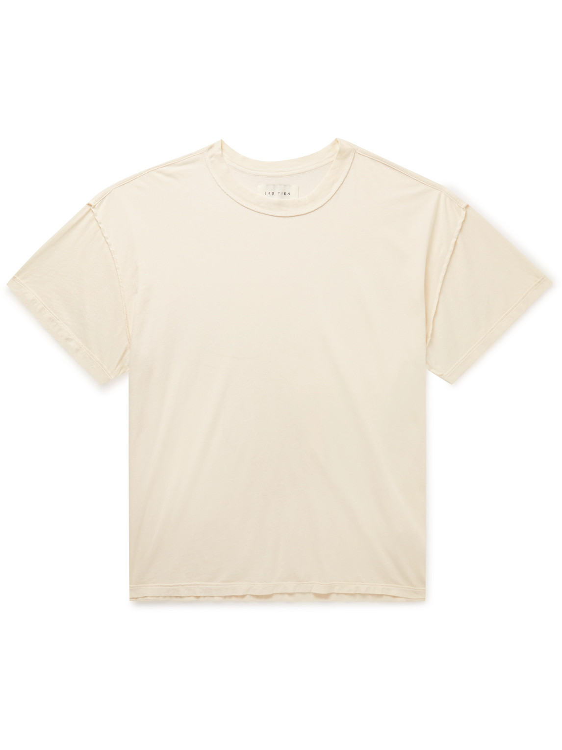 Les Tien Inside Out Garment-dyed Combed Cotton-jersey T-shirt In Neutrals