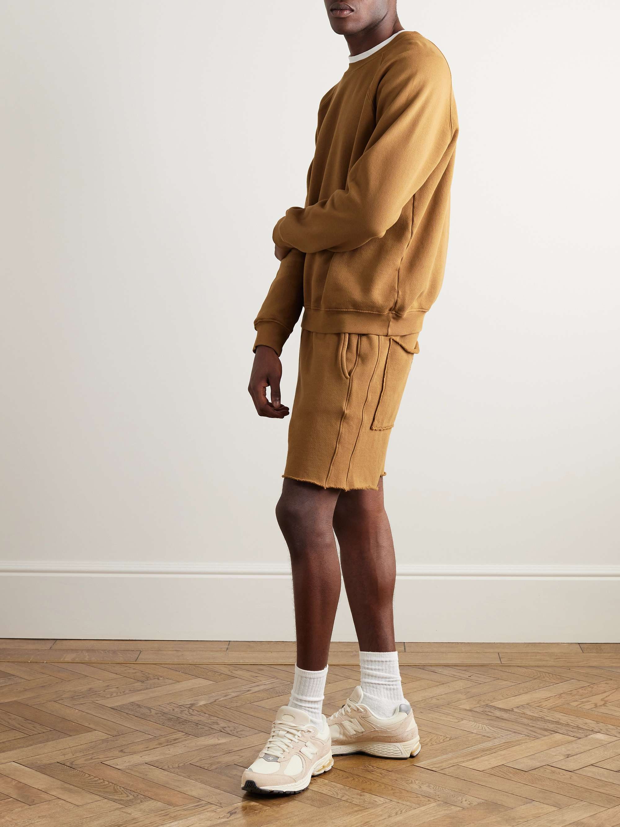 Garment Dyed Fleece Back Cotton Jersey Drawstring Shorts