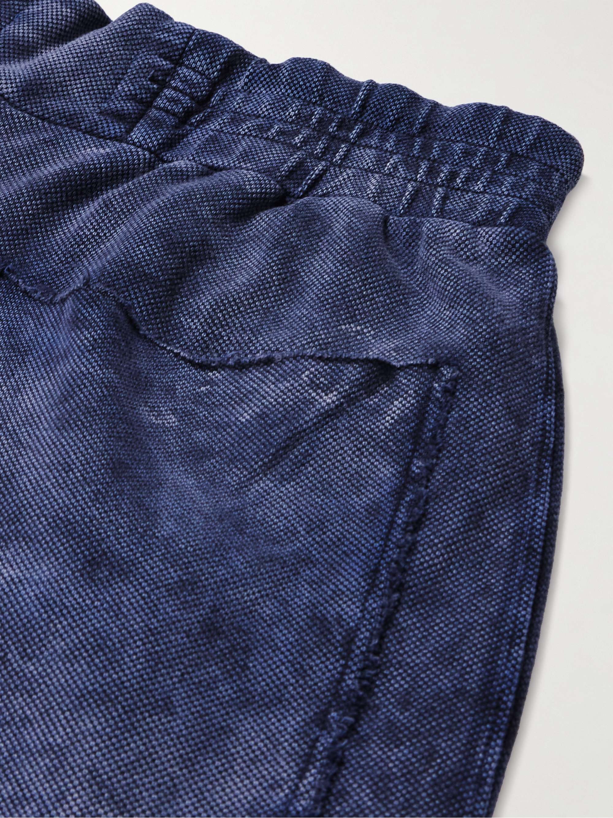 LES TIEN Yacht Straight-Leg Garment-Dyed Cotton-Jersey Drawstring Shorts