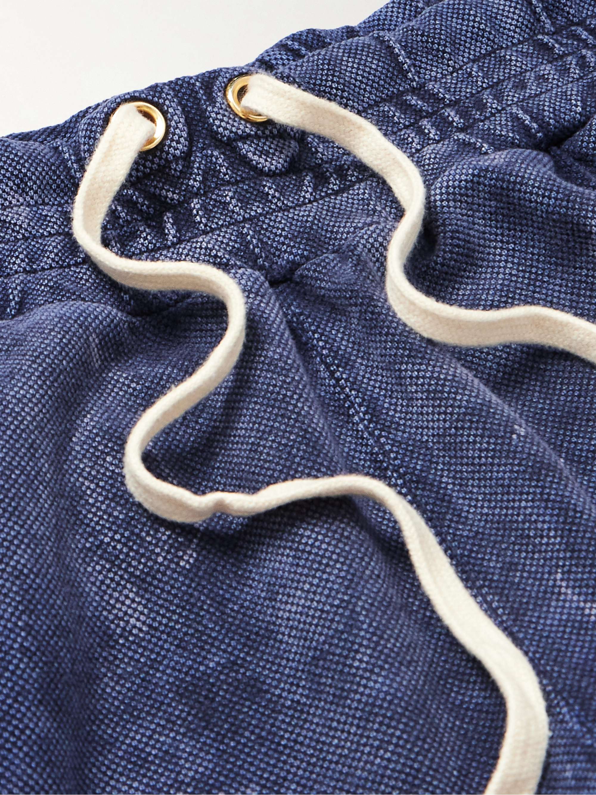 LES TIEN Yacht Straight-Leg Garment-Dyed Cotton-Jersey Drawstring Shorts