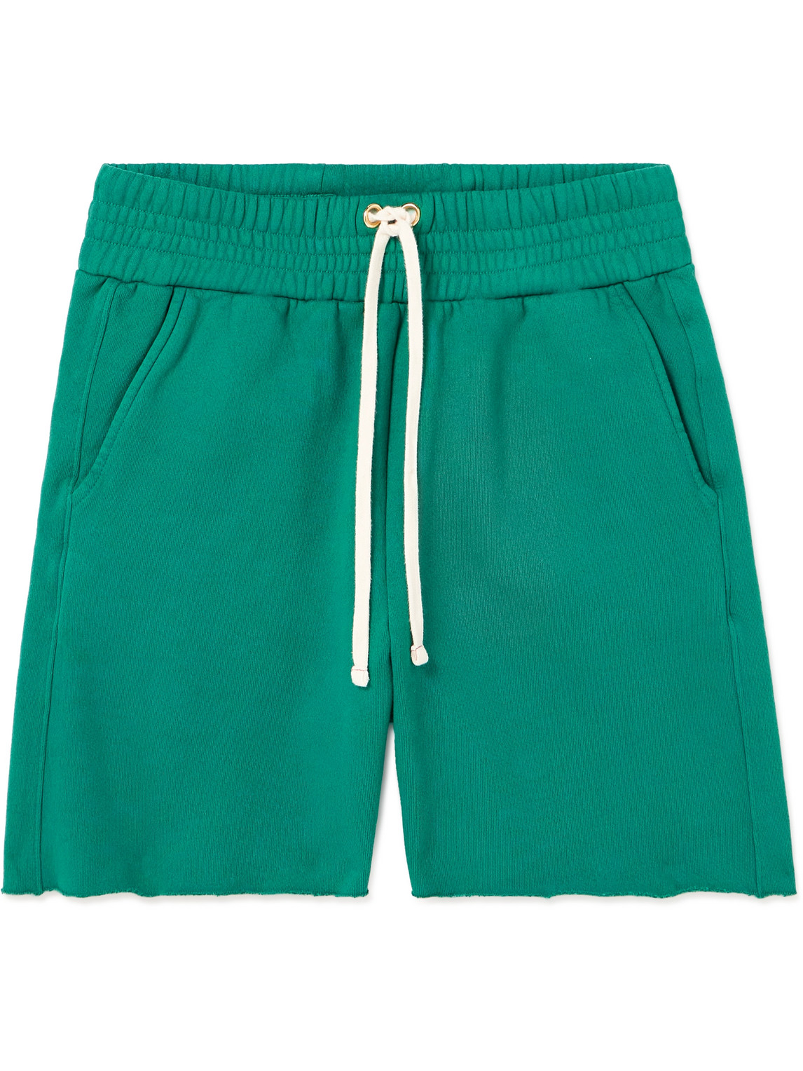 Straight-Leg Garment-Dyed Cotton-Jersey Drawstring Shorts