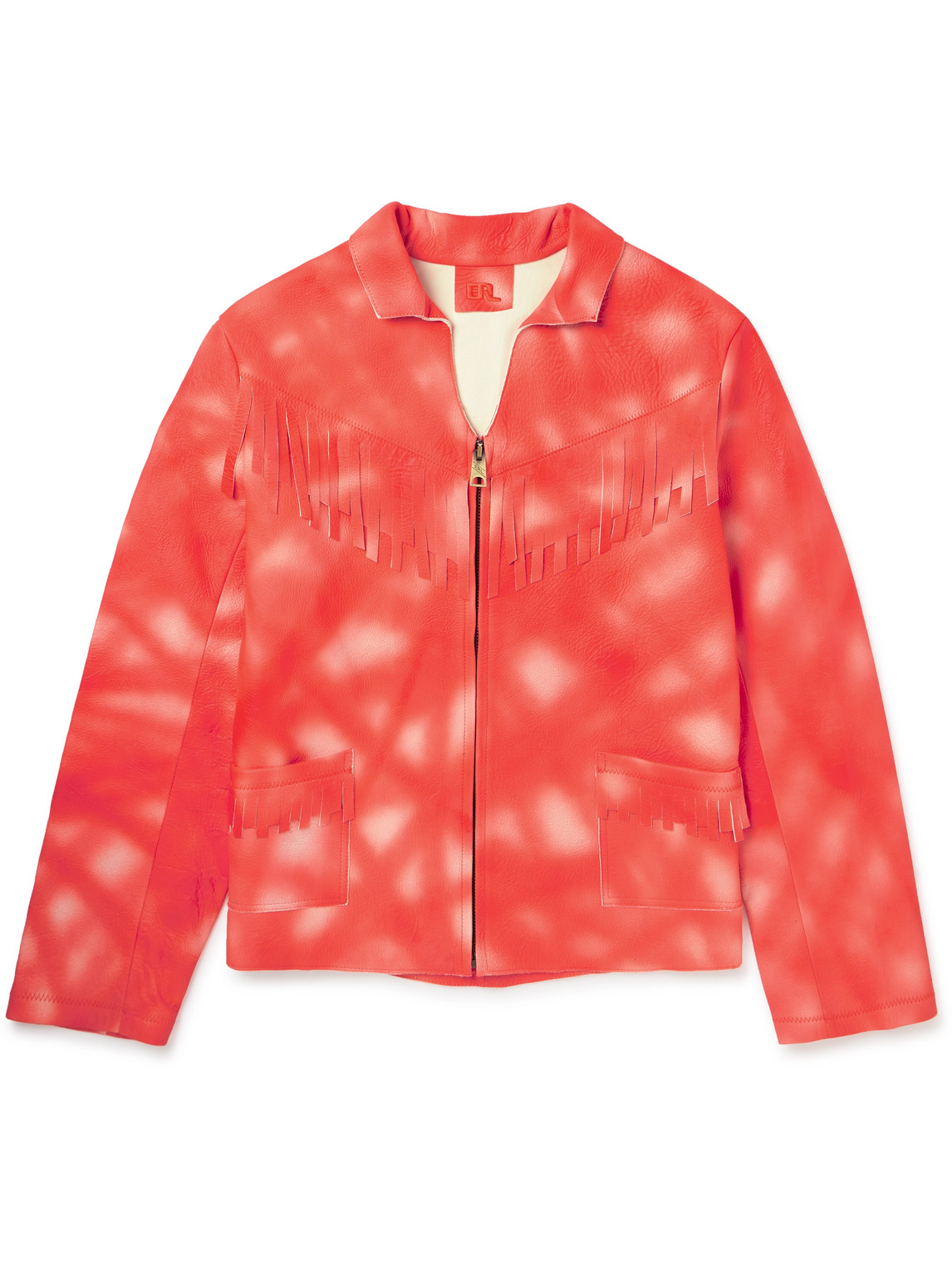 Erl Tie Dye-print Leather Jacket In Red