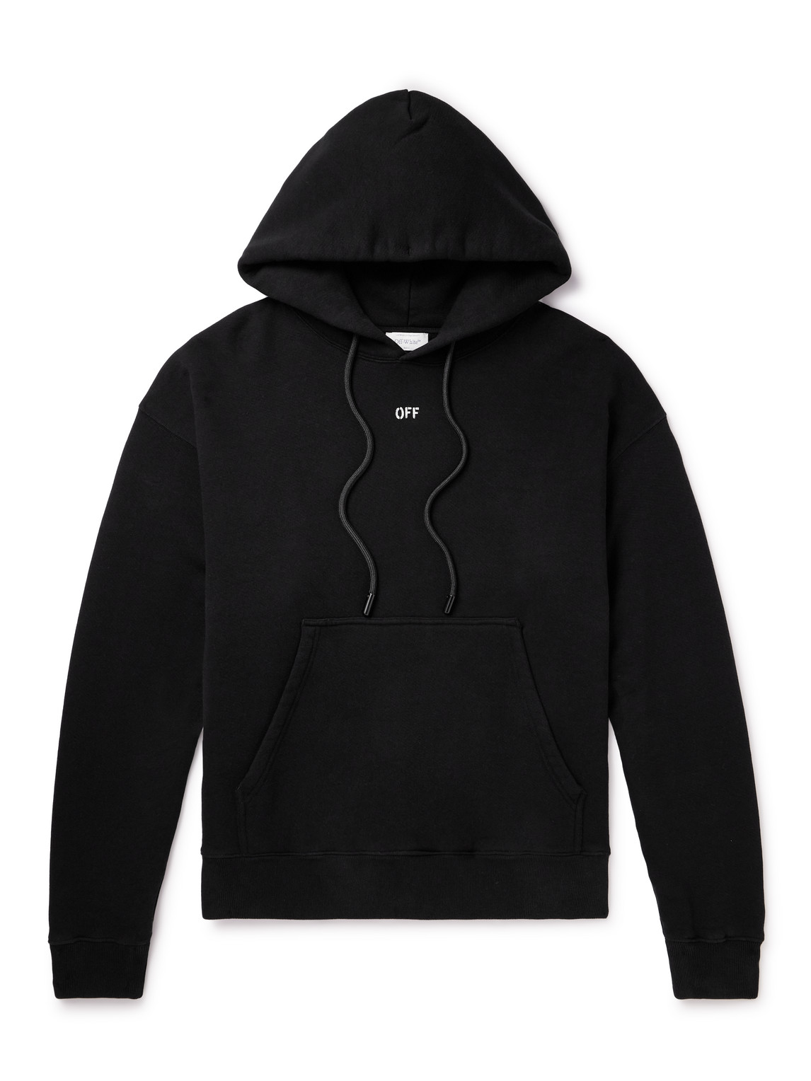 Off-white Logo-print Cotton-jersey Hoodie In Black