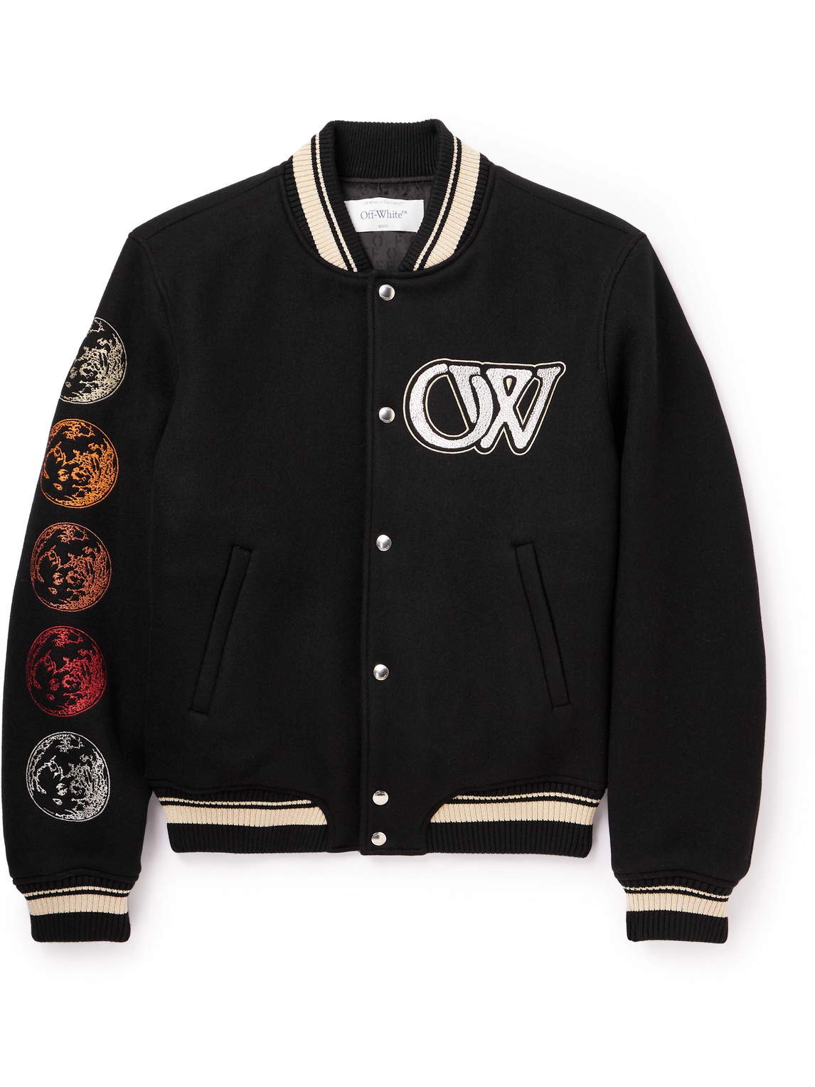 Off-white Off White™ Black Wool Blend Bomber Jacket In Black