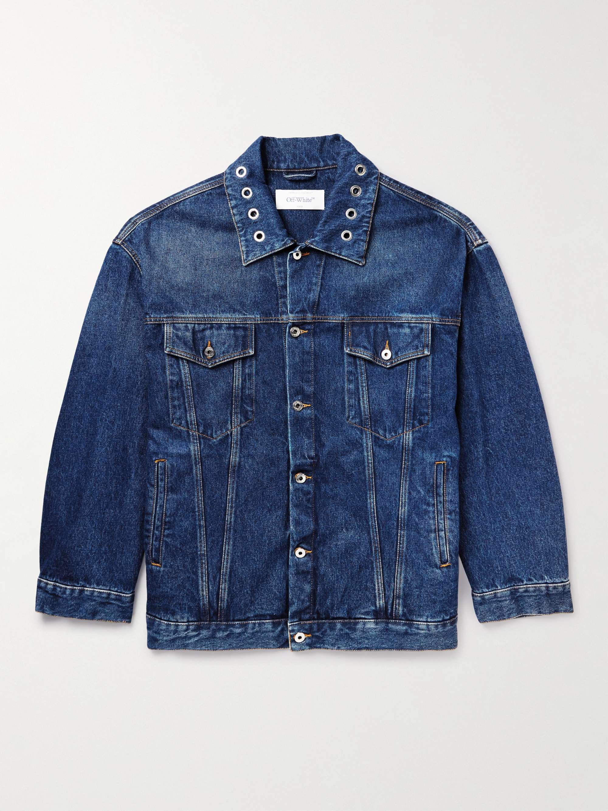 Eyelet-Embellished Denim Jacket