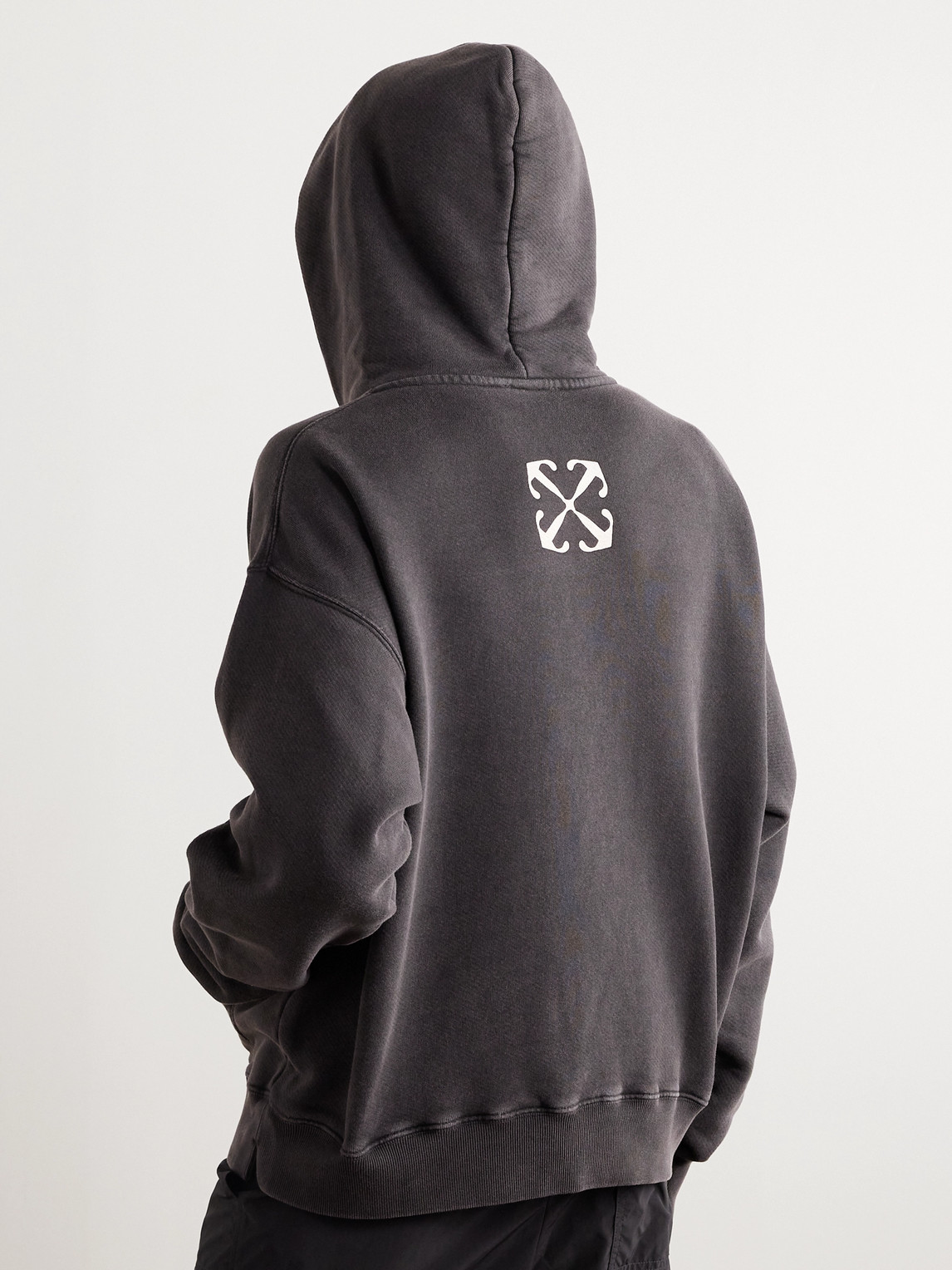 Shop Off-white S. Matthews Skate Printed Cotton-jersey Hoodie In Gray