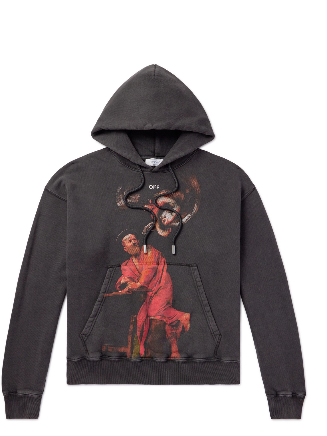 Shop Off-white S. Matthews Skate Printed Cotton-jersey Hoodie In Gray