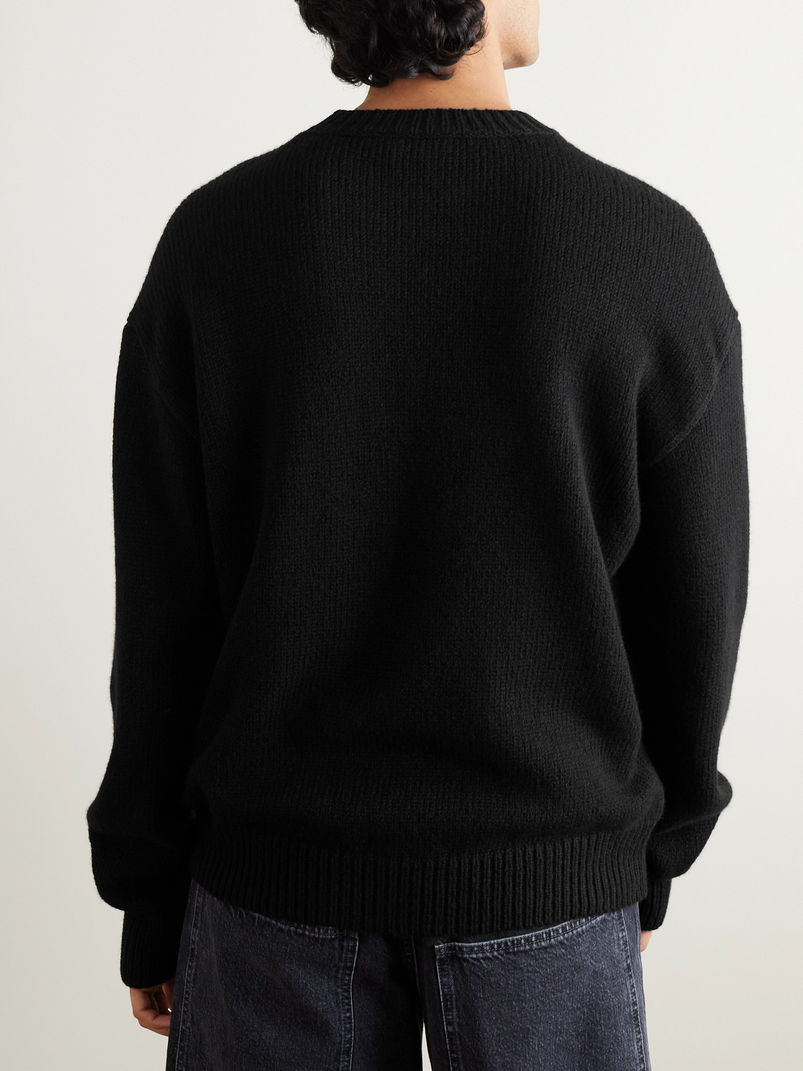 Shop Off-white Big Bookish Logo-jacquard Wool-blend Sweater In Black