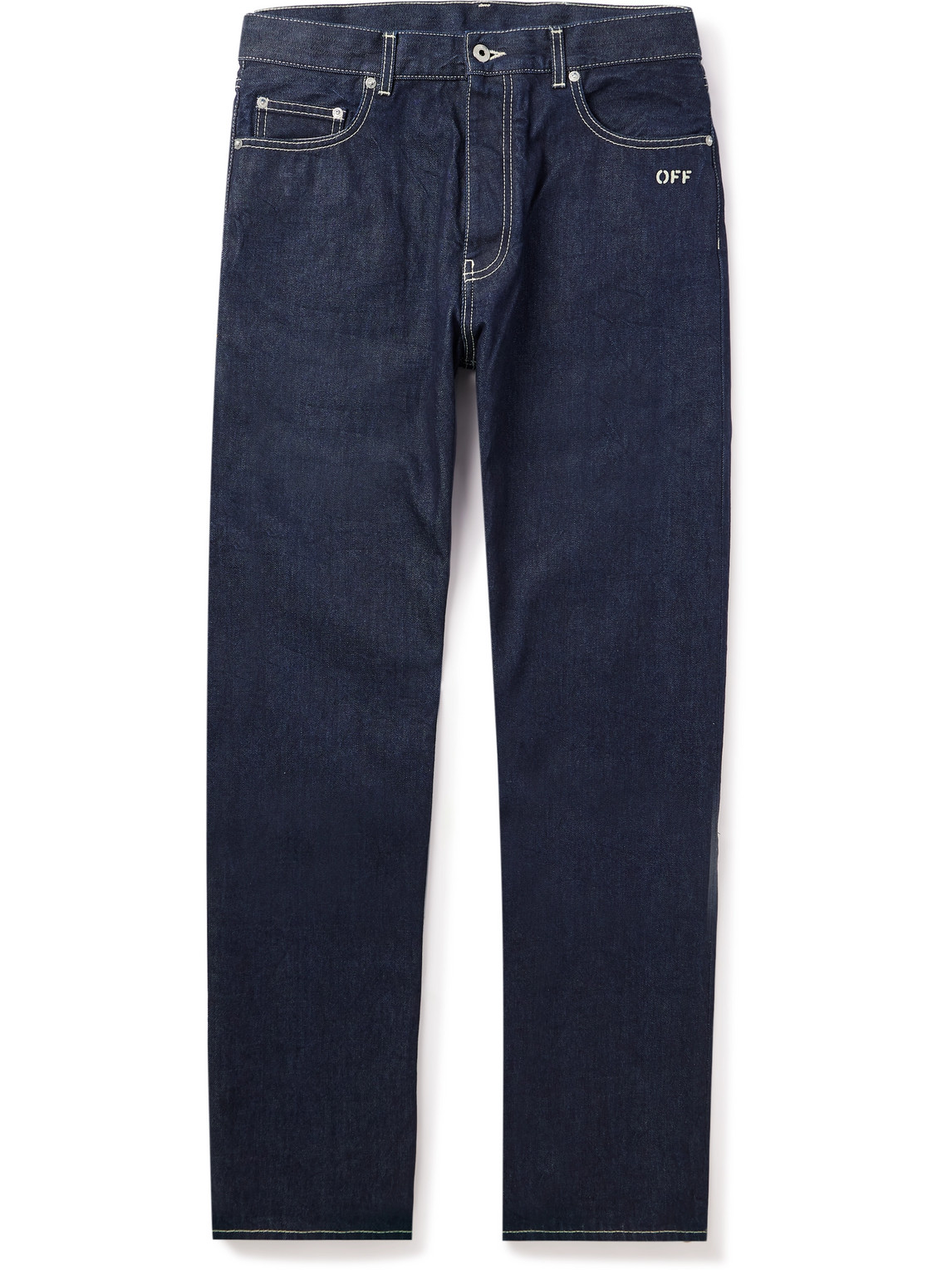 Logo-Embroidered Straight-Leg Jeans