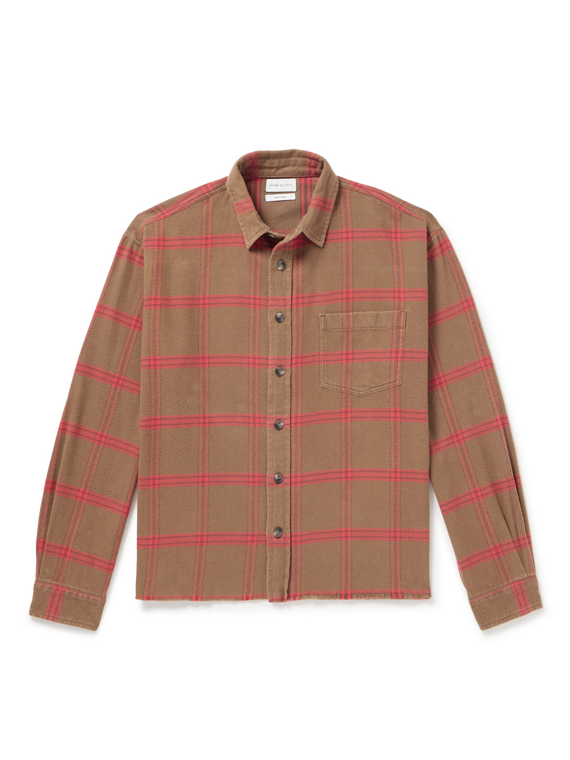 John Elliott Hemi Checked Cotton-flannel Shirt In Brown