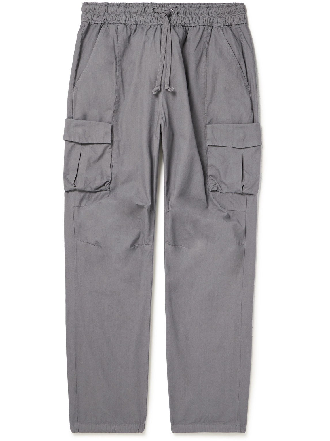John Elliott Tapered Sateen Drawstring Cargo Trousers In Gray