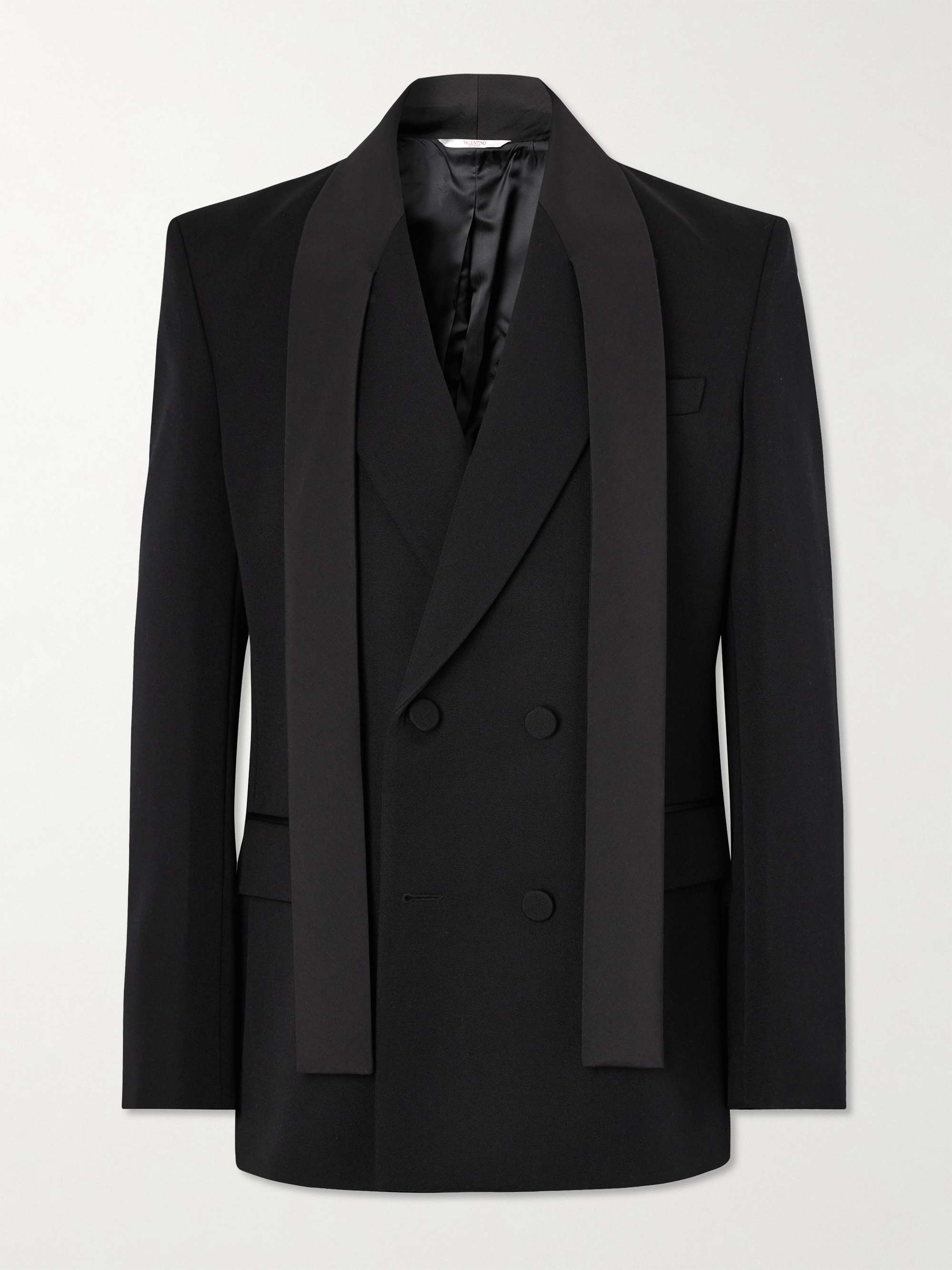 VALENTINO GARAVANI Double-Breasted Silk-Faille Trimmed Wool Blazer for ...