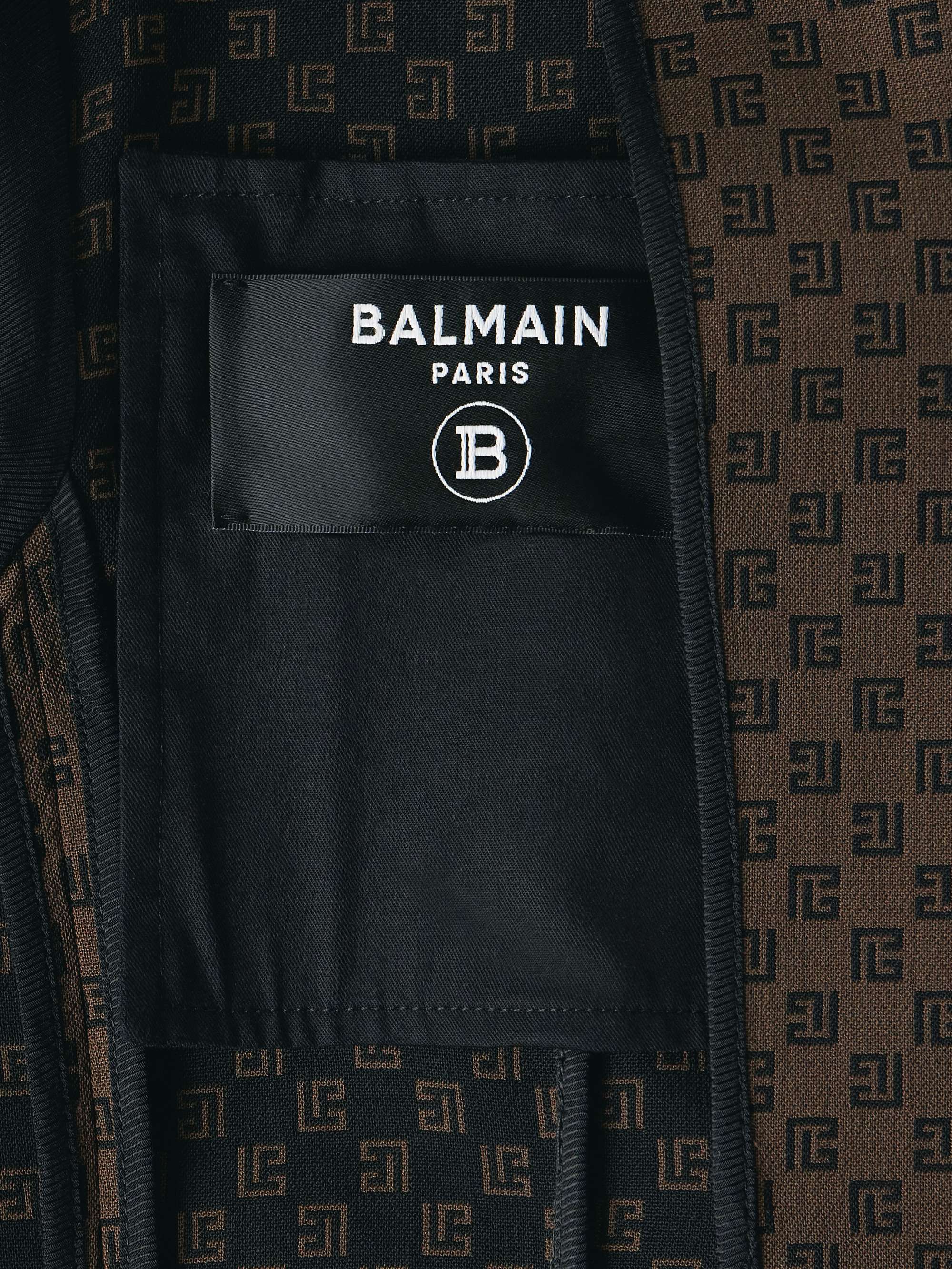 BALMAIN Slim-Fit Button-Embellished Monogrammed Wool-Blend Blazer for ...