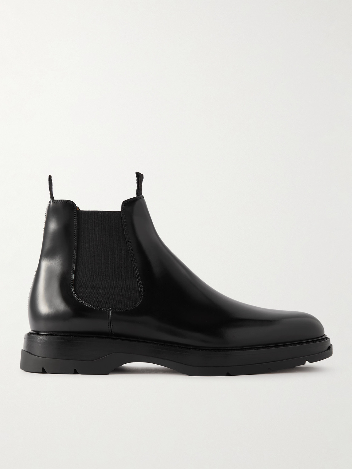 DUNHILL HYBRID GLOSSED-LEATHER CHELSEA BOOTS