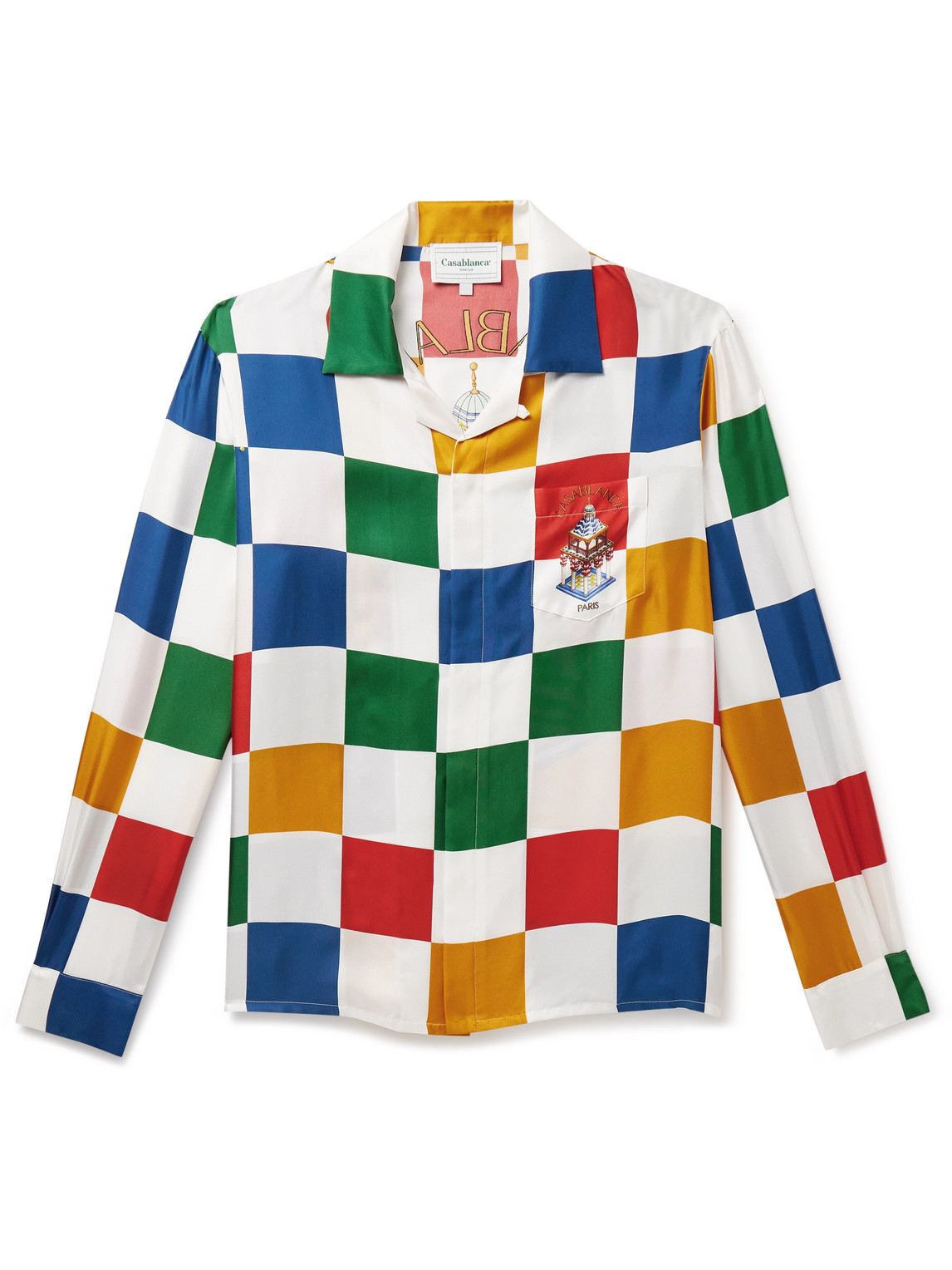 Casablanca Cuban Collar Long Sleeve Shirt In White