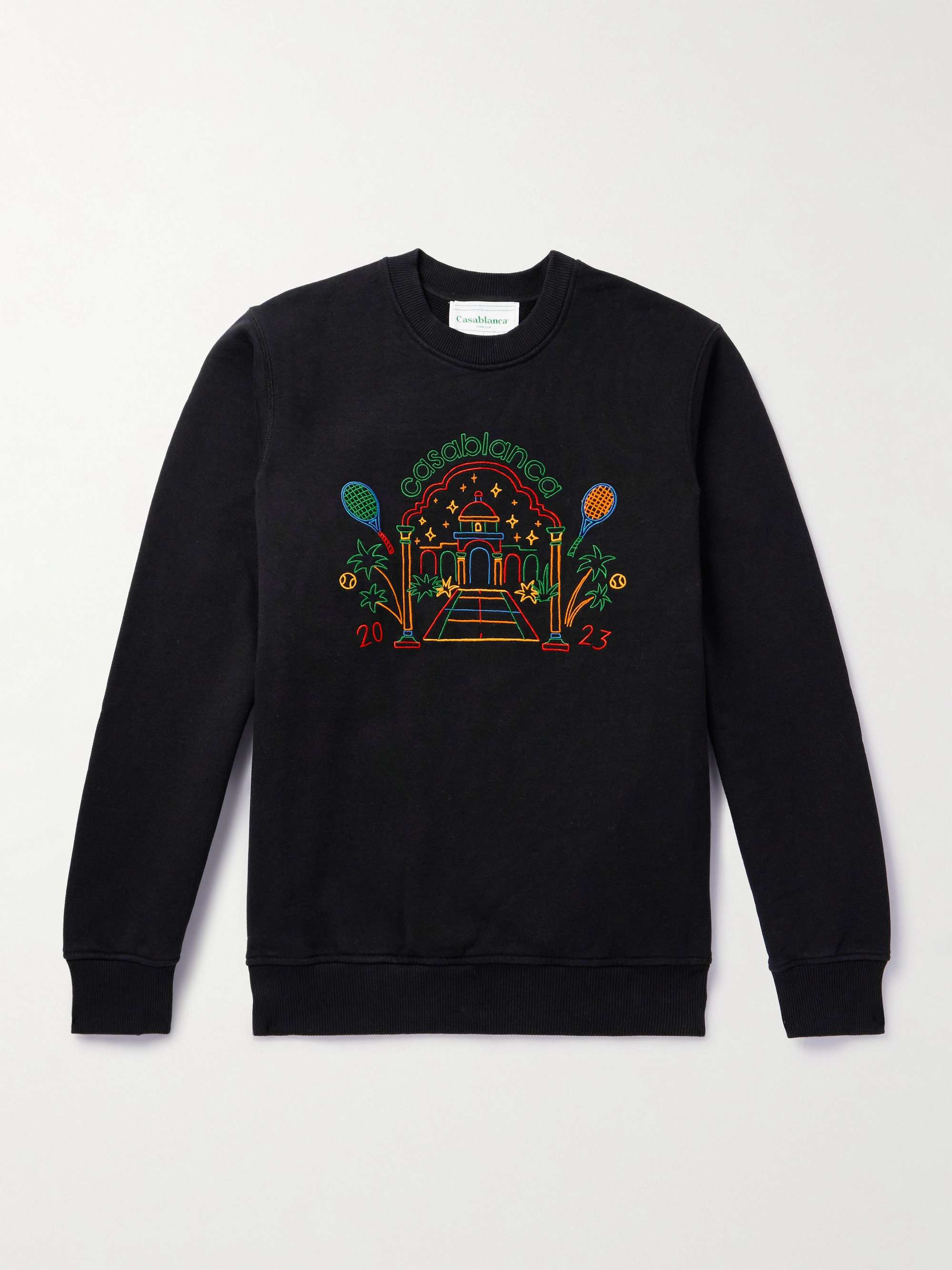 CASABLANCA Embroidered Organic Cotton-Jersey Sweatshirt for Men | MR PORTER