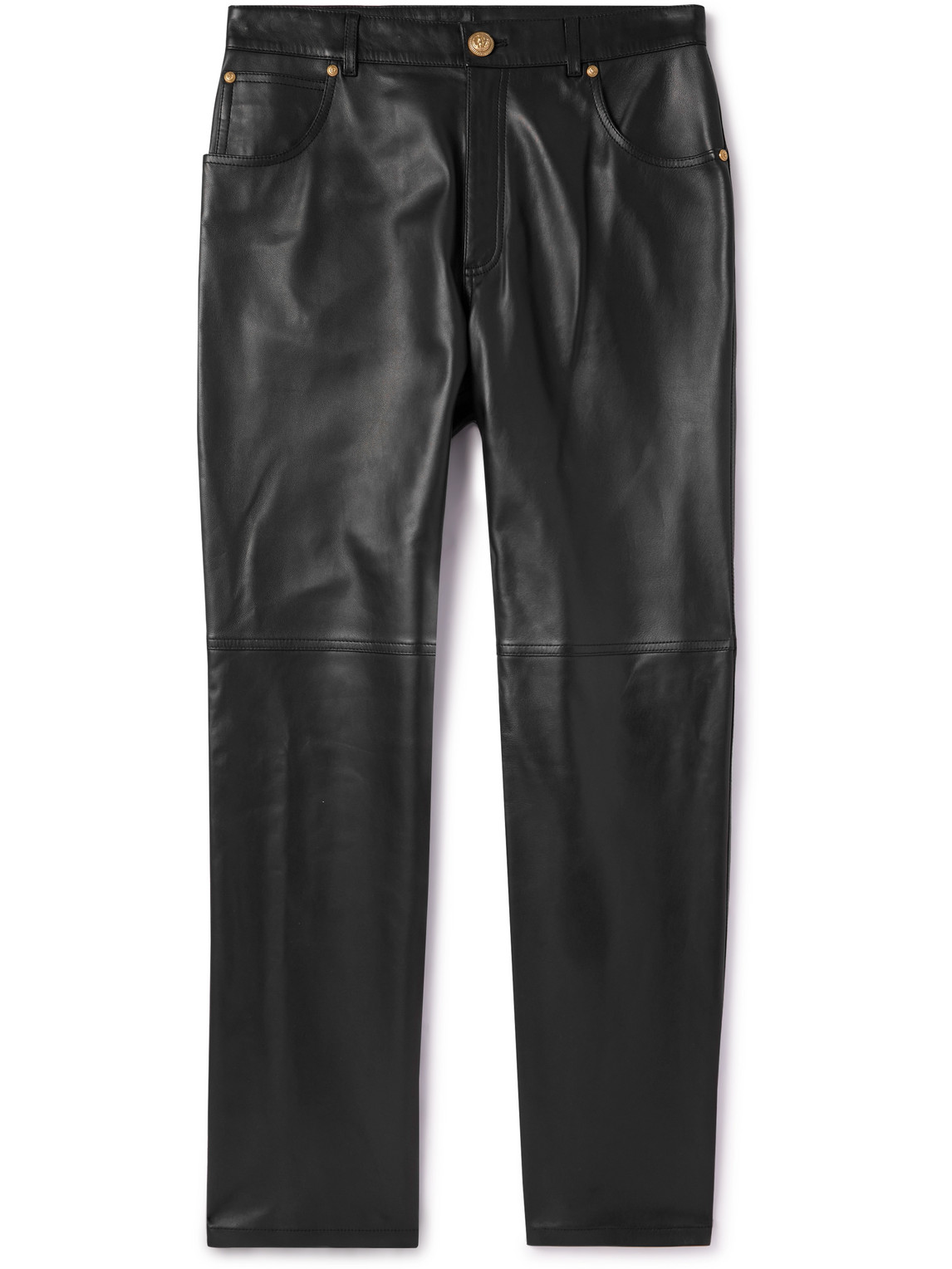 Straight-Leg Leather Trousers