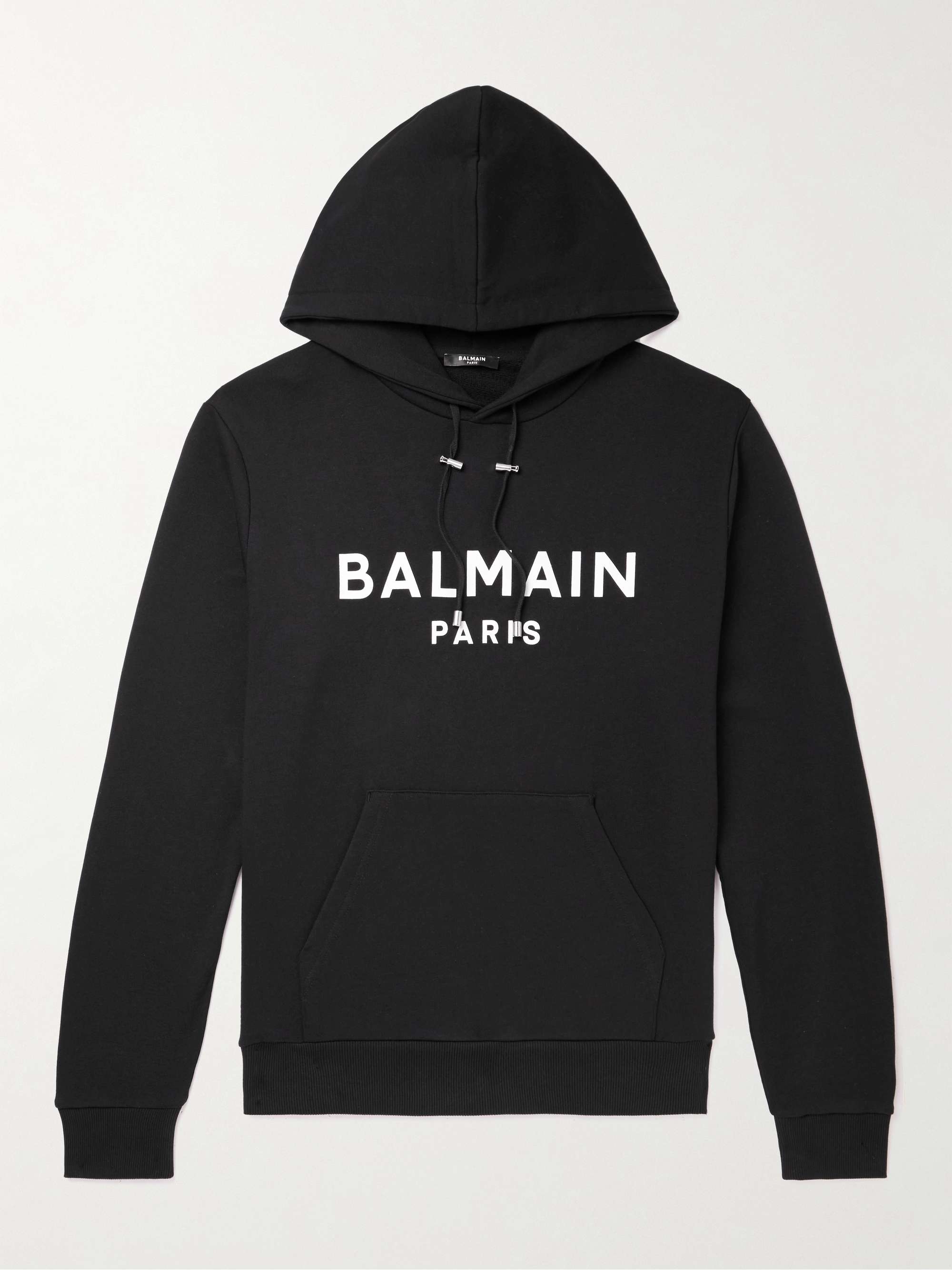 BALMAIN Logo-Print Cotton-Jersey Hoodie for Men | MR PORTER