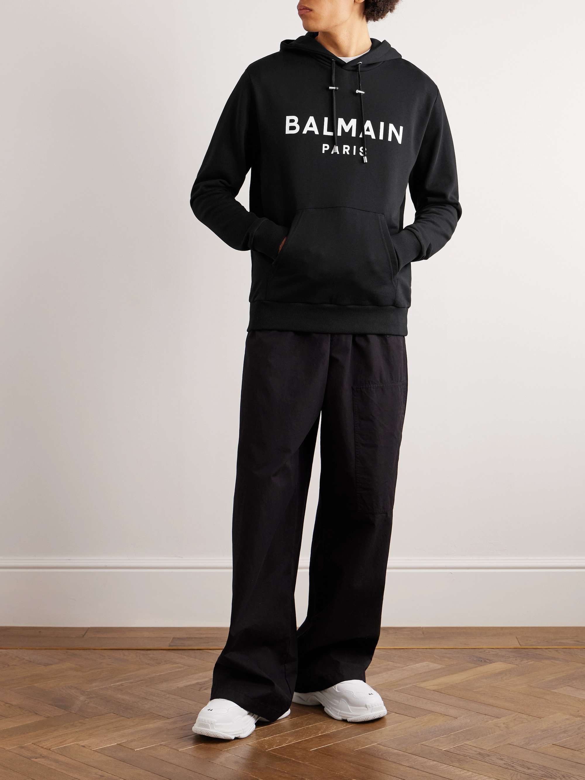 Balmain - Monogrammed Faux Fur Zip-Up Hoodie - Black Balmain